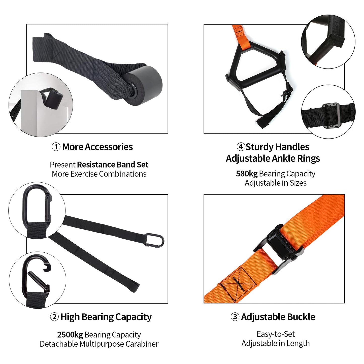 Moulyan Bodyweight Resistance Training Straps,Training straps Complete Home Gym Fitness Trainer kit for Full-Body Workout Easy Setup Gym Home Outdoors