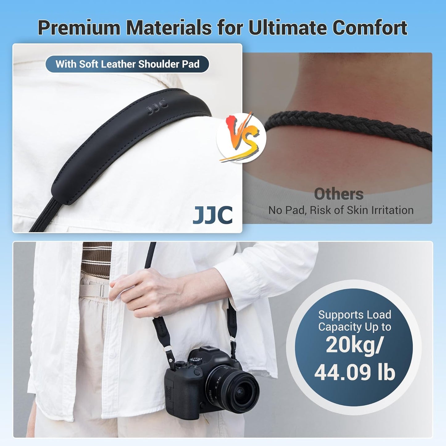 115cm ZV-E10 A7V A7IV A6400 A6700 XT4 XT3 XT20 XE4 5D 6D R7 R8 D3400 JJC Braided Rope Camera Strap, Soft Neck Shoulder