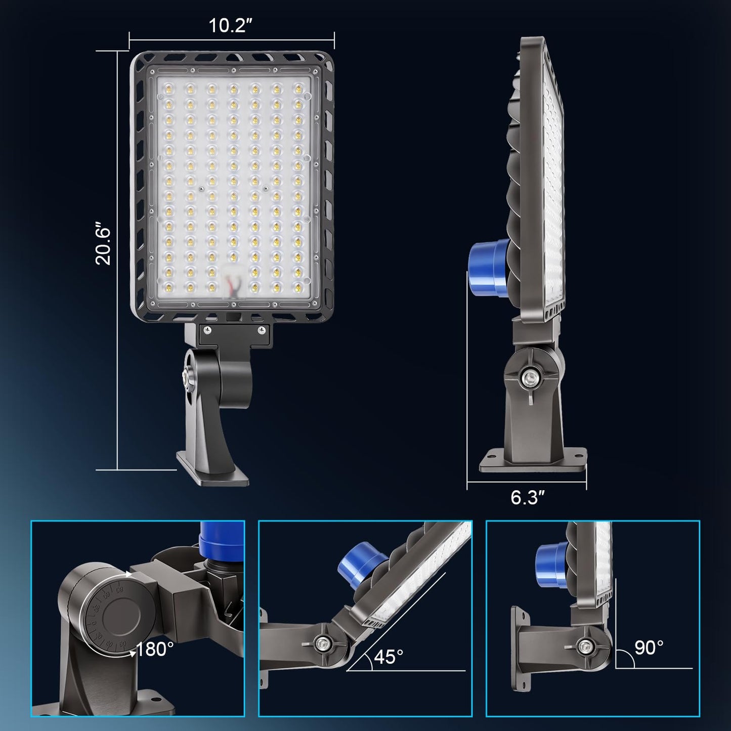 BIRITALO 240W LED Parking Lot Light, 36000LM 5000K Adjustable Wall Mount Security Flood Lights with Dusk to Dawn Photocell, IP66 Waterproof Shoebox Light for Street, Yard