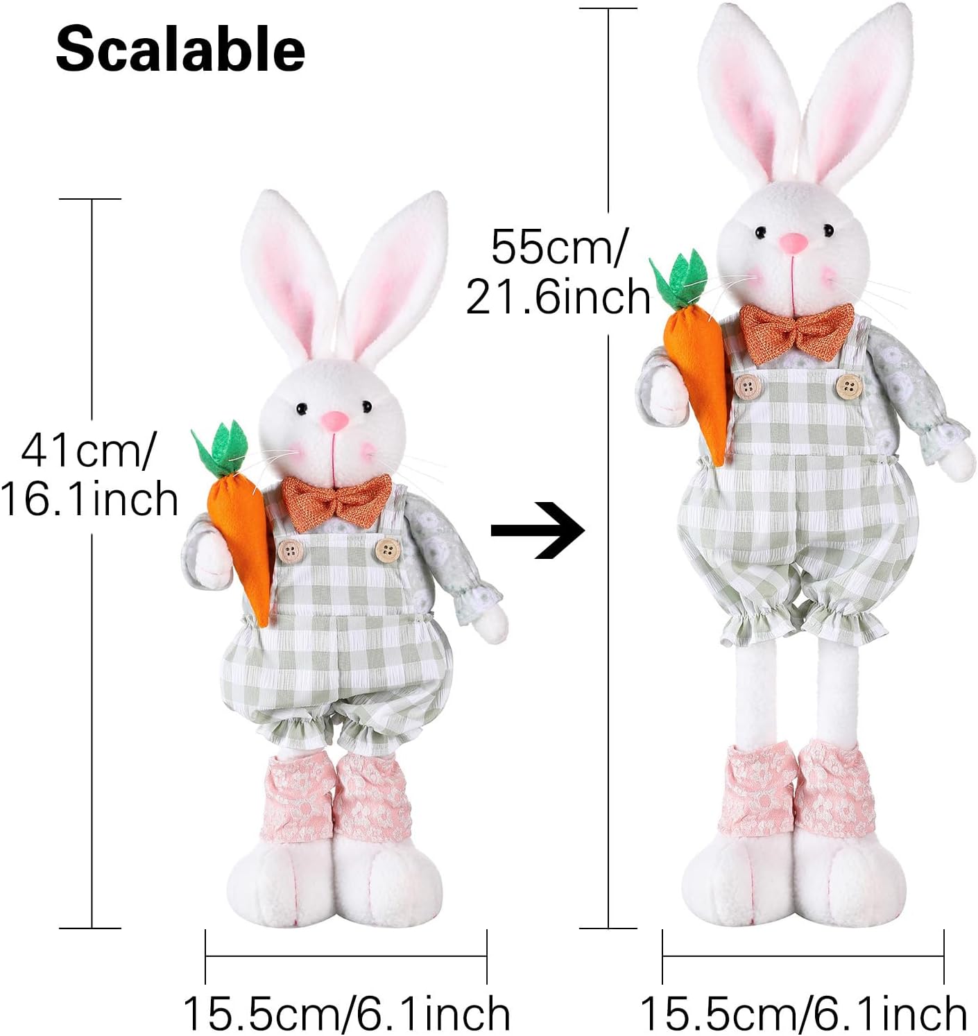 Stretch Legs Easter Bunny Plush Decoration - Adorable Figurine for Spring Home Decor | Green
