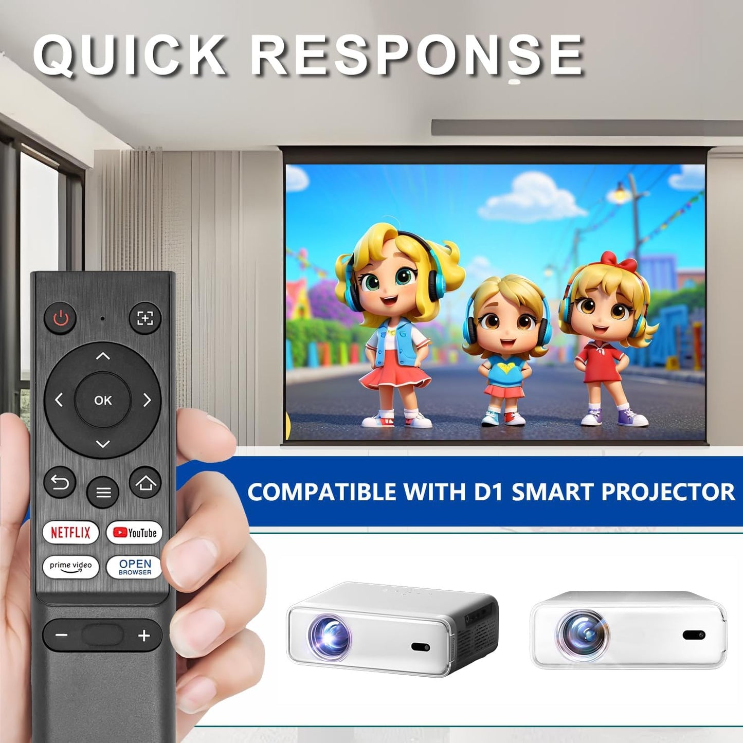 Citivisoivd D1 Replacement Remote for Mini Projector,Compatible with EAZZE Projector.