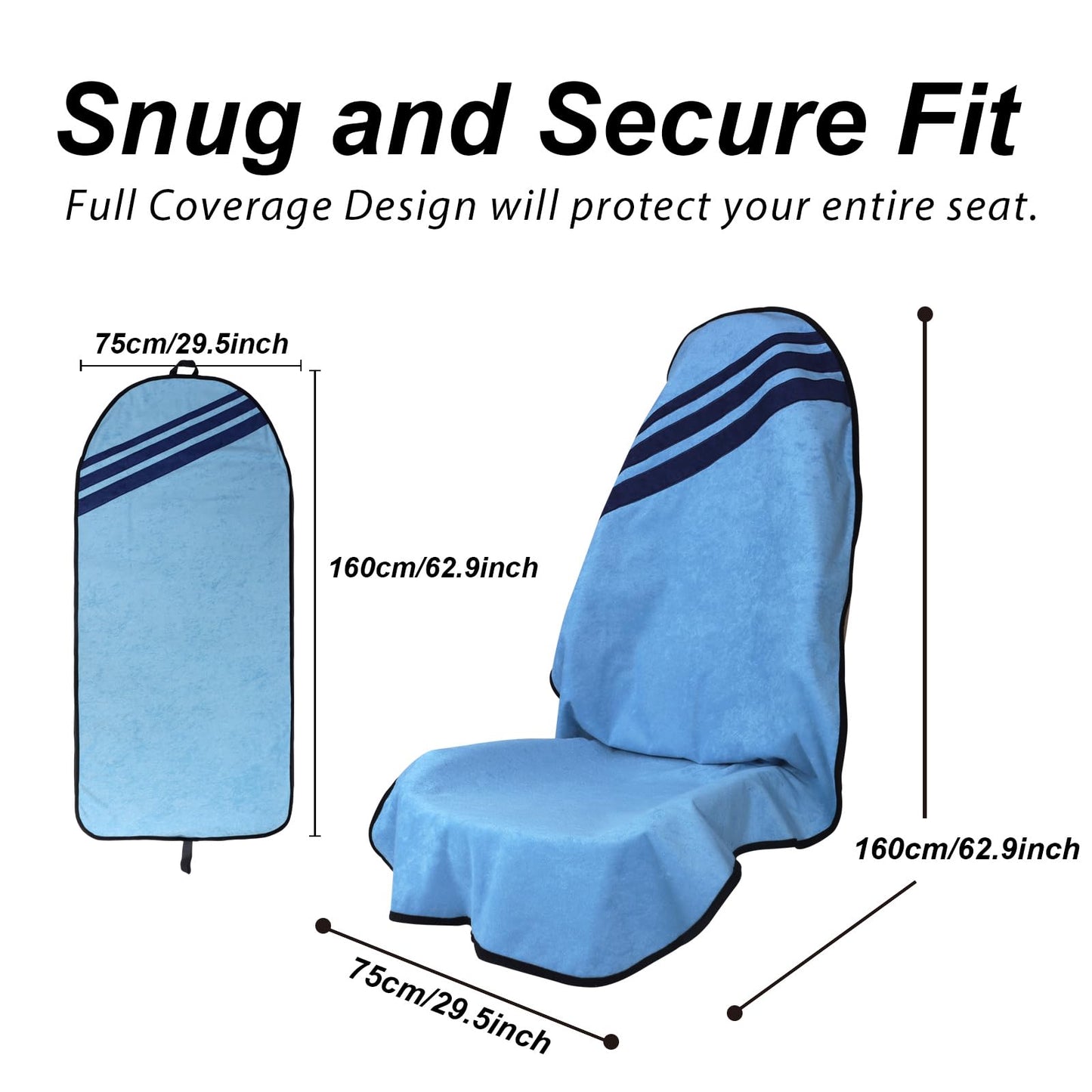 LoyaGour Waterproof Car Towel Seat Covers Front Seats for After Gym Workout,Auto Universal Interior Sweat Towels Cloth Bucket Carseat Cover Protector for Trucks SUV RV Boat Van (Light Blue)
