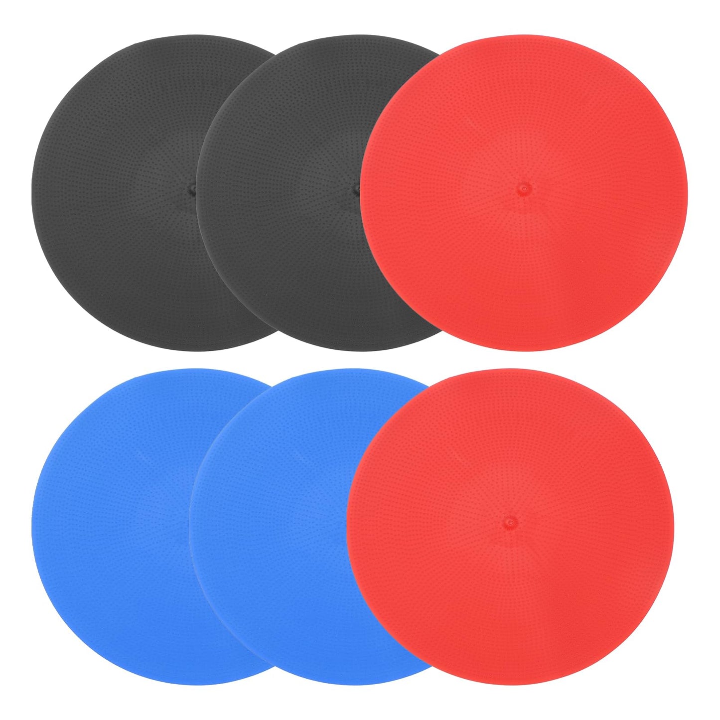 PATIKIL Spot Markers 9 Inch, 6 Pcs Non-Slip Floor Dots Agility Markers Flat Field Cones Poly Dots for Gym PE Speed Training Dance Soccer Basketball Sports, Red/Blue/Black