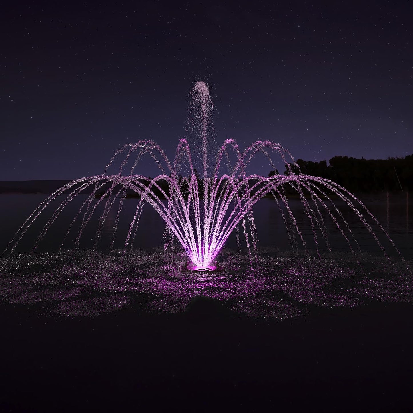 FS01 110V, 1 HP, Large Pond Floating Fountain with LED RGB Lights, Oil Free Pump 13000 GPH with 100’ Cord, Two Spray Patterns Included