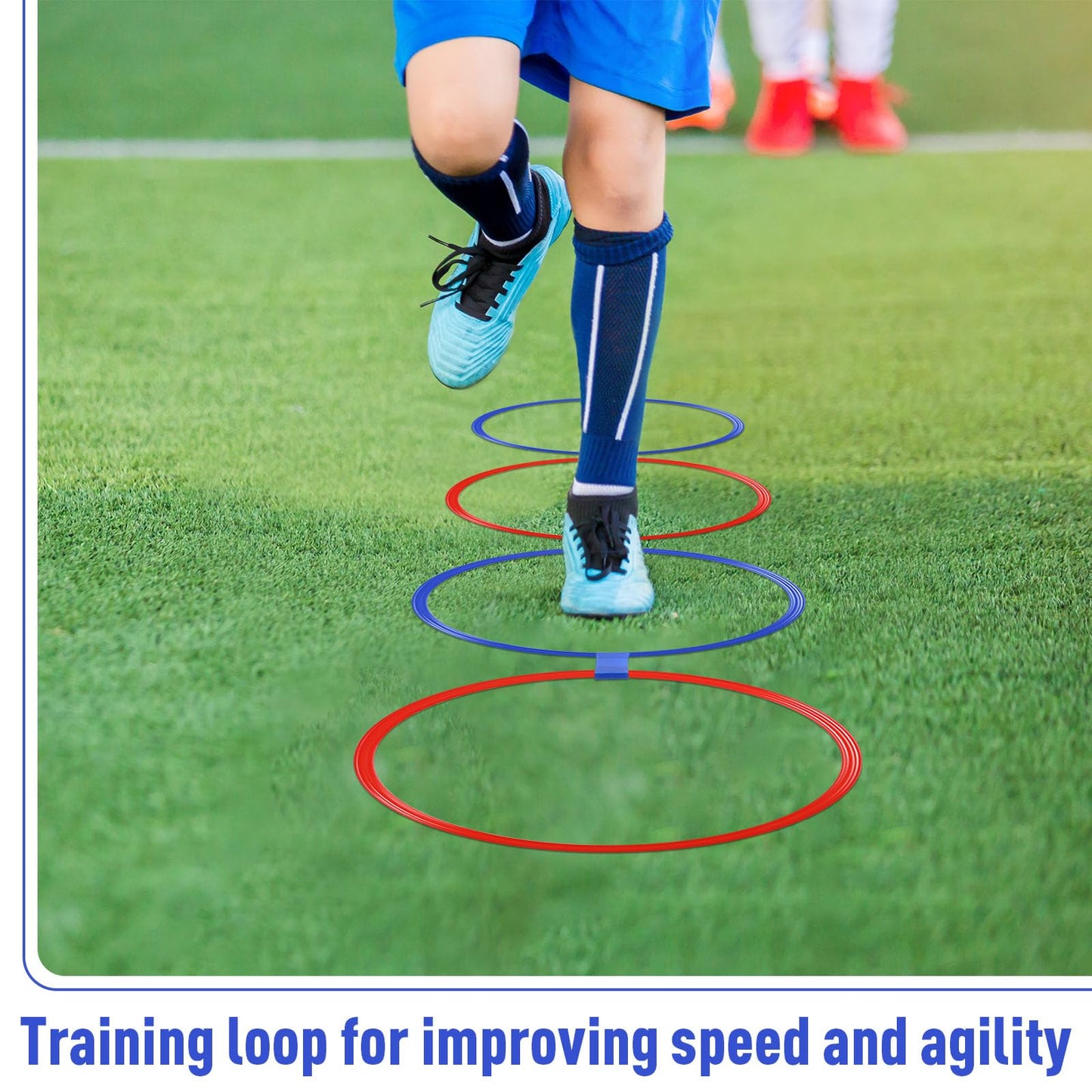 Shappy 50 Pcs Agility Rings with Storage Bags 15 Inch Agility Exercise Rings Training Hoops Plastic Speed Jumping Hoops for Gymnastics Sports Soccer Football Practice Games(Red, Blue)