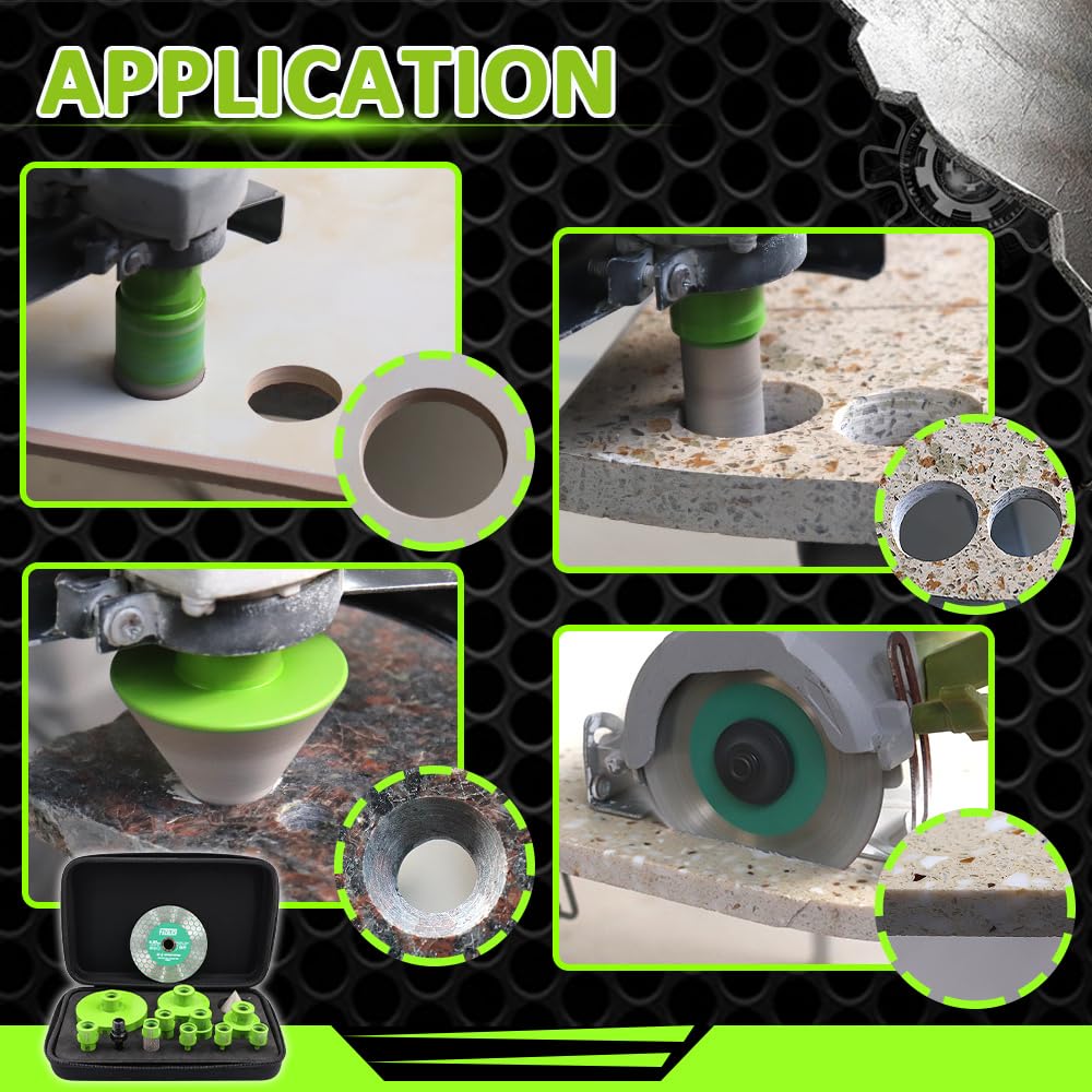 Tile Hole Saw Kit Diamond FACHLICH 4" Diamond Core Drill Bits Set and 4.5" Diamond Cutting Grinding Blade for Porcelain Ceramic Tile Marble Granite etc