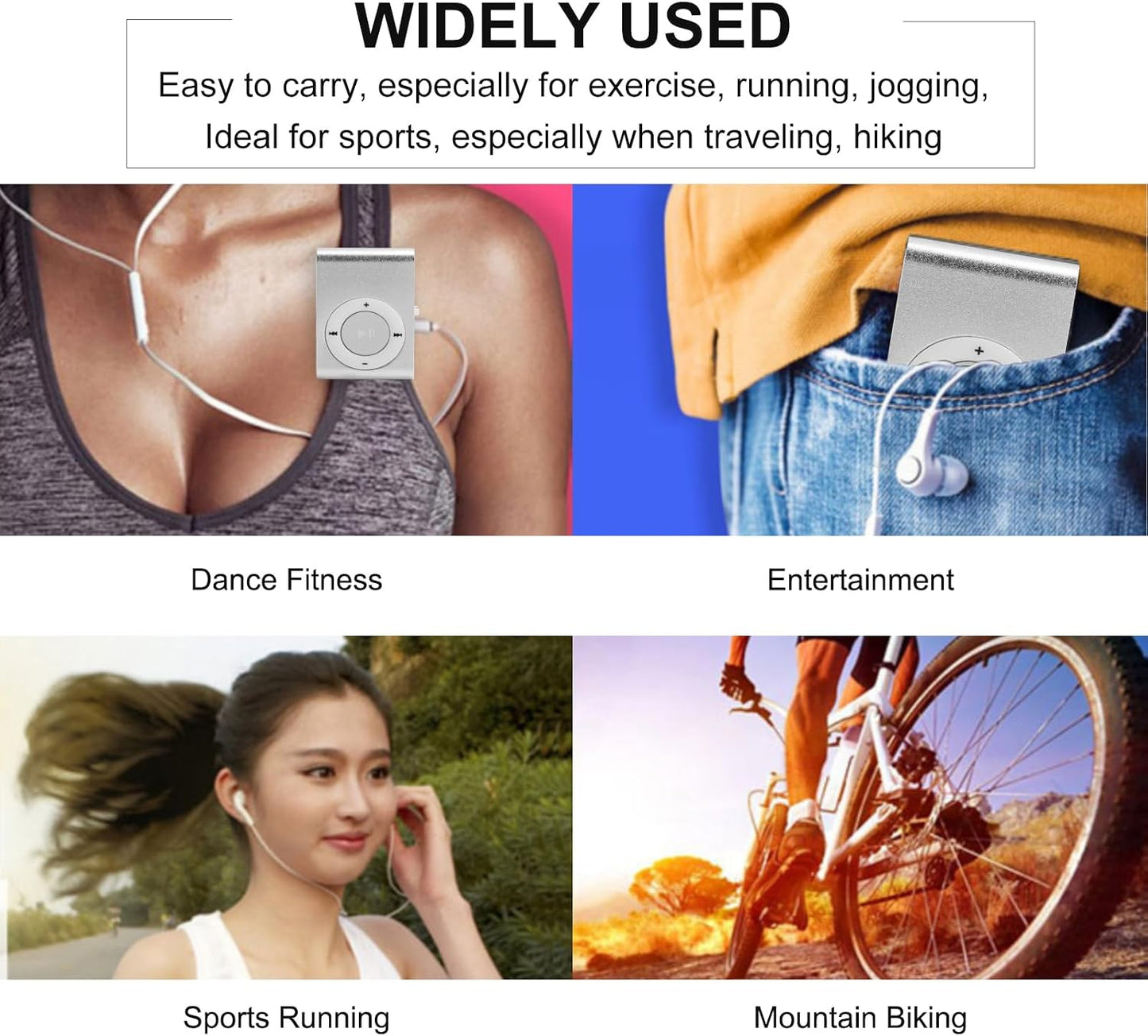 Wisoqu MP3 MP3 Player, Portable Digital Music Media Player Mini Back-Clip Player with Earphone and USB Cable
