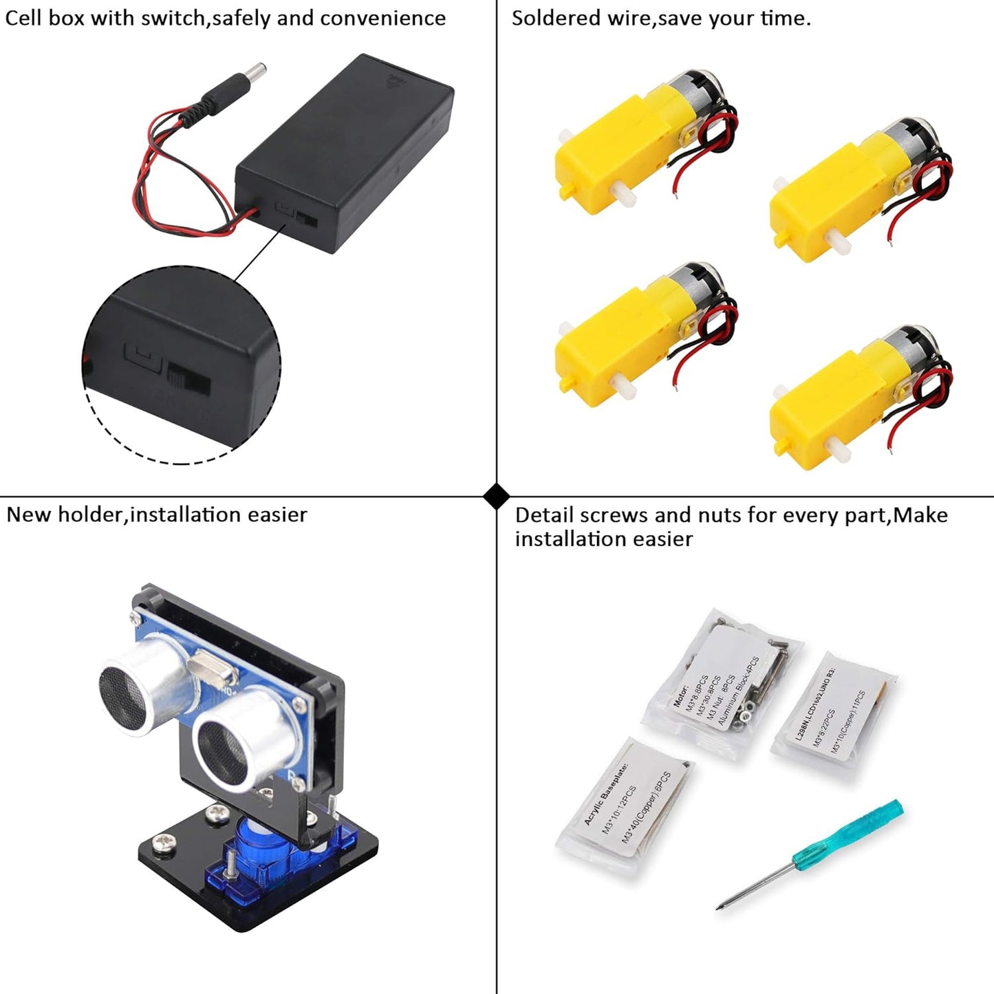 2WD R3 LAFVIN Smart Robot Car Chassis Kit with Ultrasonic Module Board,Remote Compatible with Arduino IDE DIY Kit