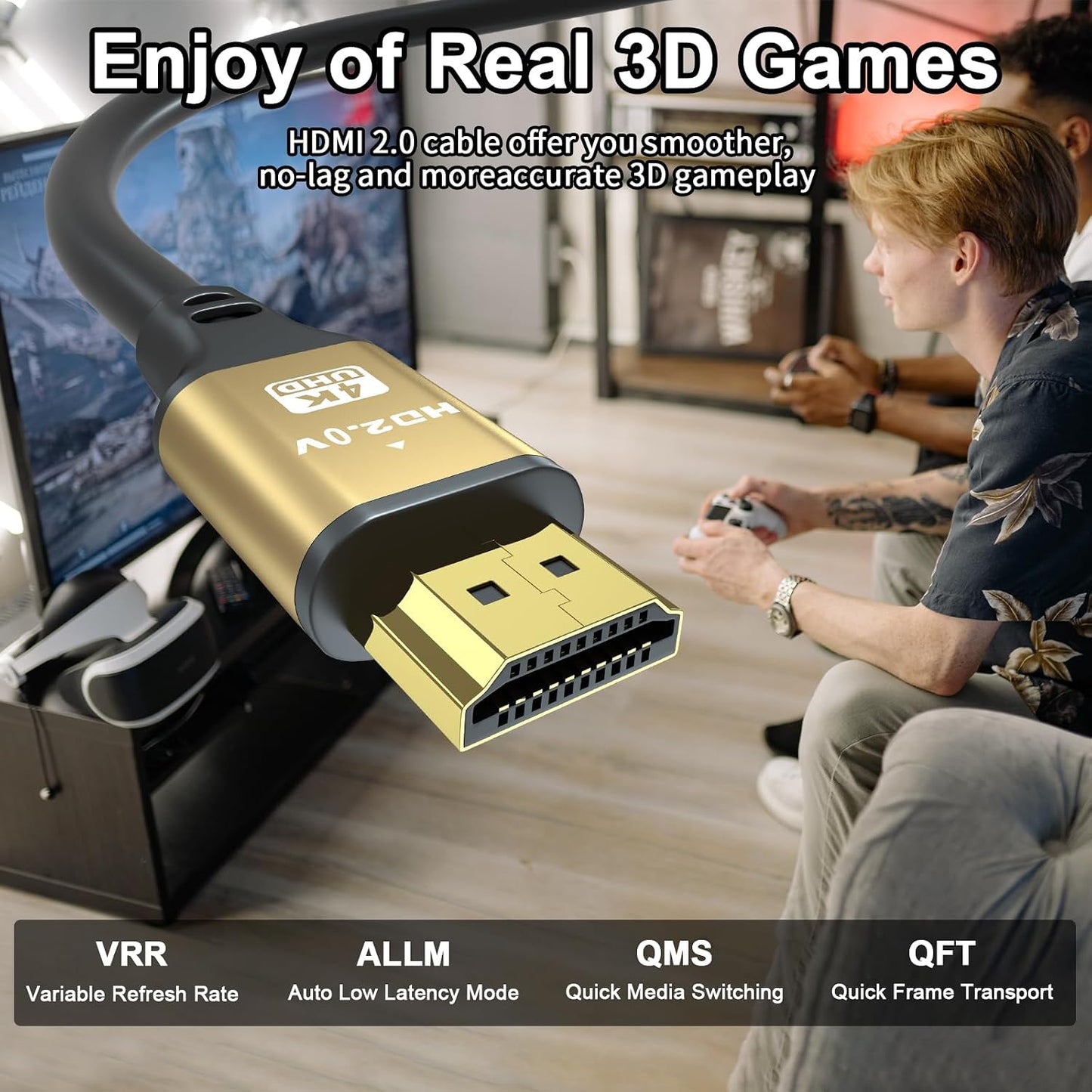 35FT, 4K@120Hz, 48 2.1 Long Hdmi Cable Gbps Ultra High Speed Hdmi Cord with Gold-Plated Connectors, Aluminum Shell