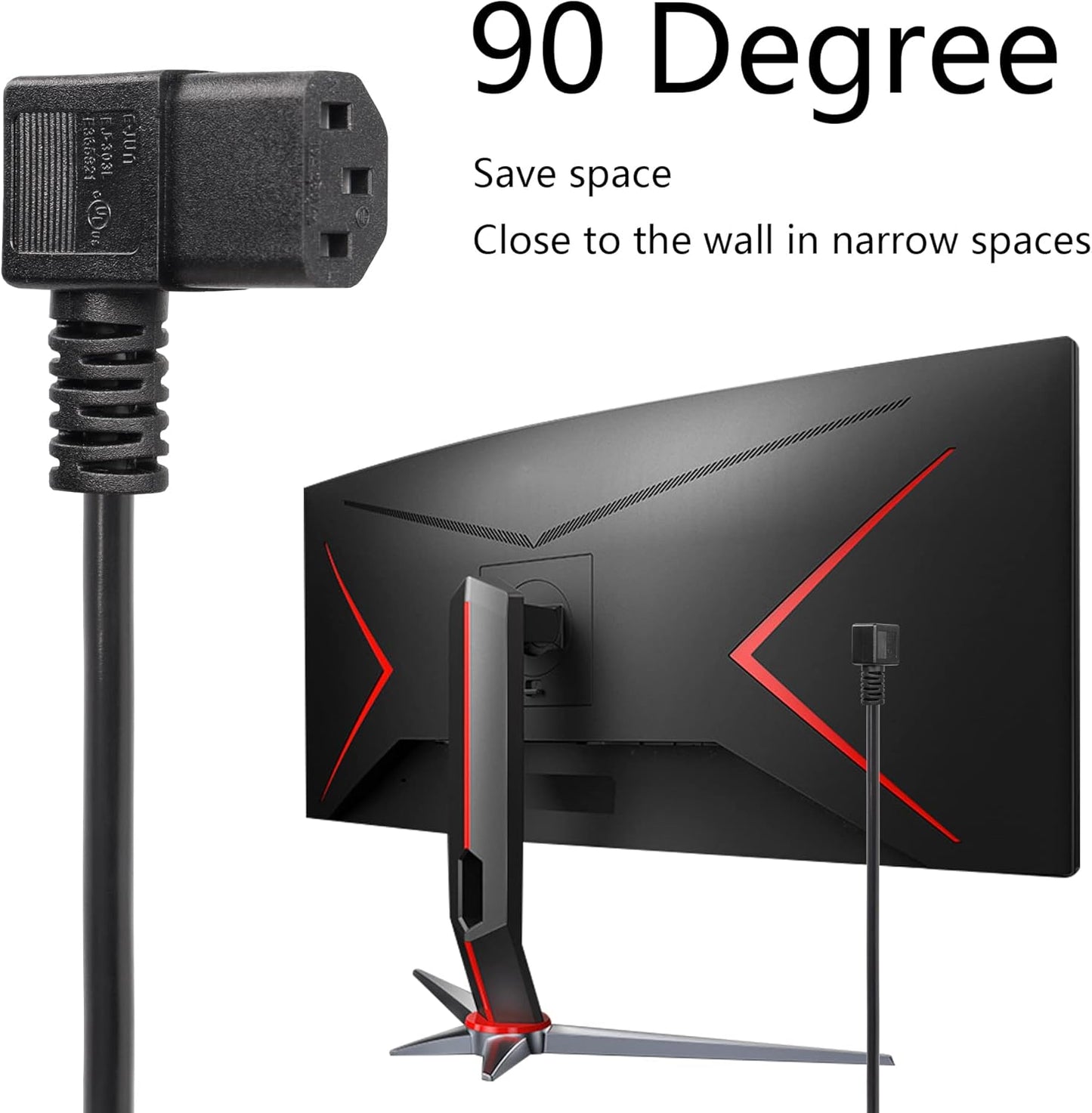 CERRXIAN 4.92FT 18AWG 3 5-15P 90 320 C13 10A/125V, Left Angle Prong Computer Power Cord, NEMA to Degree IEC Monitor TV