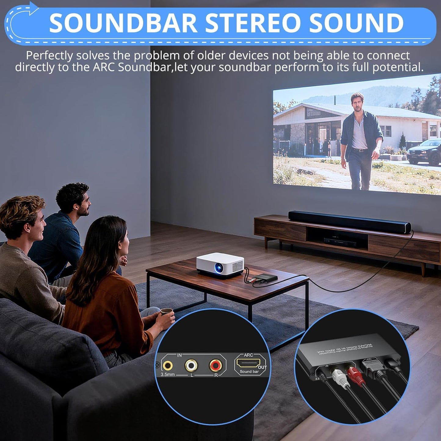 CAMWAY 3.5mm TV,Computer,MP3 Analog to Digital Audio Converter - to ARC, RCA to ARC for Old Player,Projector