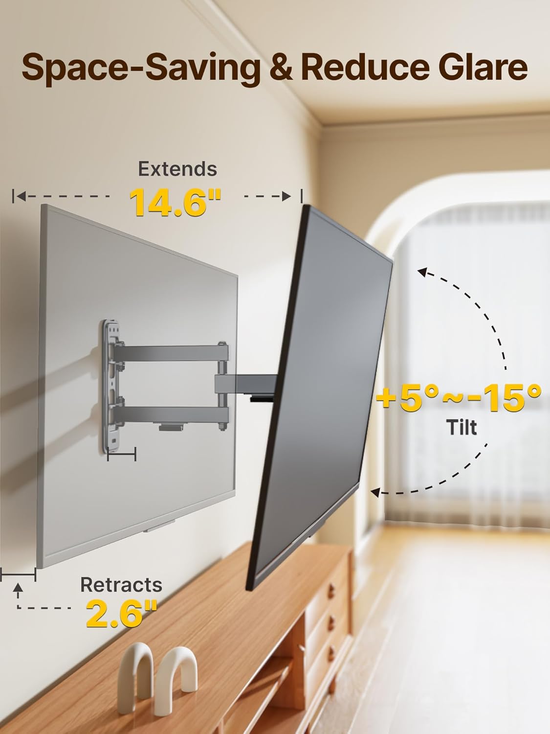 monTEK 13-43 Inch 200x200mm, 44lbs Full Motion TV Wall Mount Bracket for Most LED LCD Flat Screen TVs & Monitors