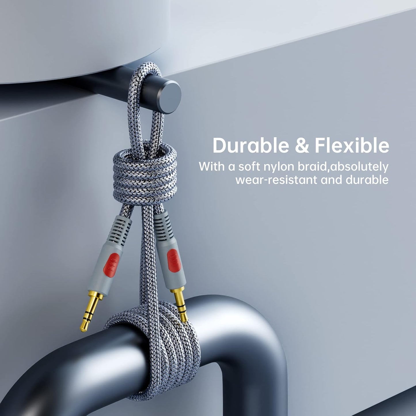 100 ft,3.5mm 1/8 Aux Cord Audio Cable Male to Male Stereo Hi-Fi Sound Nylon Braided aux to aux Cable for Headphones Car