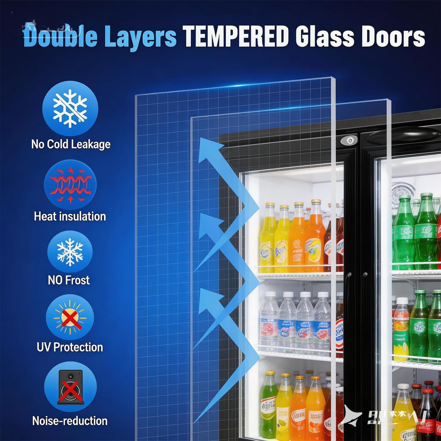 Back Bar Cooler Under Counter Beverage Refrigerator, 12.8 Cu Ft Undercounter Fridge,3 Door 5 inch Commercial Beer Built-In Cooler with LED Light Adjustable Shelves Safety Locks,ETL Approval