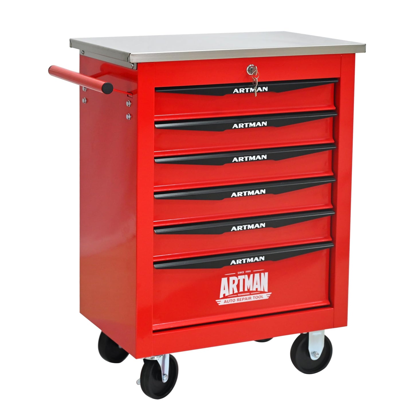 KEIKI 6 Drawers Tool Cart on Wheels,Multifunctional Rolling Tool Chest Tool Storage,Drawers Rolling Tool Trolley Organizer Tool Case for Garage, Warehouse, Workshop, Repair Shop (Red)