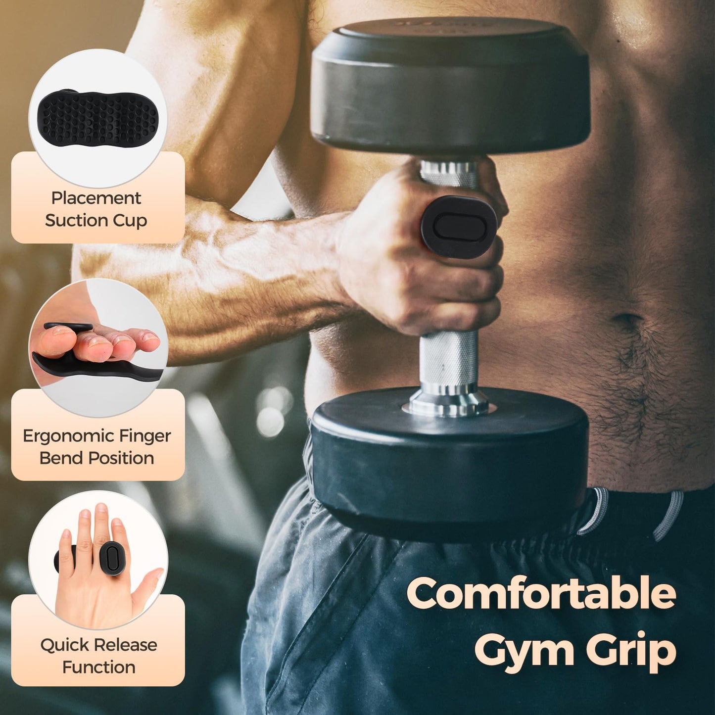 Kenilah Weight Lifting Gloves Rubber Gym Grips for Men Women, Weightlifting Anti-Slip Workout Grips for Weight Lifting, Dumbbell, Deadlift, Bar Pad Pull Up Grippers, Gym Training and Exercise (Gray)
