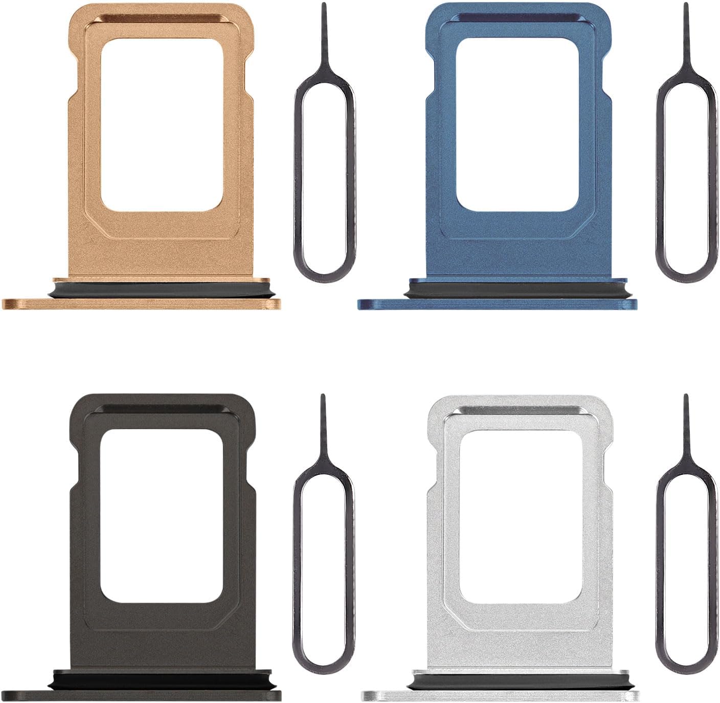 4 11 11 Color SIM Card Tray Holder Slot Replacement for iPhone Pro Max (Midnight Green/Gold/Space Grey/Silver)