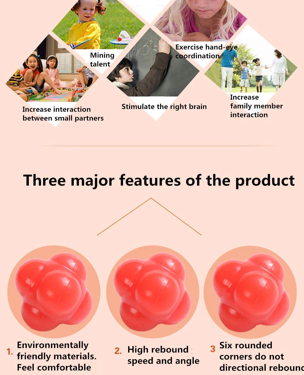 Ai Hang Reaction Ball, 6-Sided Agility Training Ball for Baseball, Soccer, Lacrosse, Basketball, Softball, Hand-Eye Coordination Training Equipment