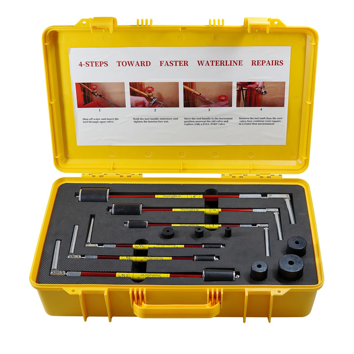 Sumglicie 6800 Plumbing Plug Tool Kit, Pipe Water Stopper Kit 1/2" to 2" for Professional Plumber Plumbing Repair, 6-Piece Tools with Carrying case, No Draining Needed, Fast Leak Repair up to 65 PSI