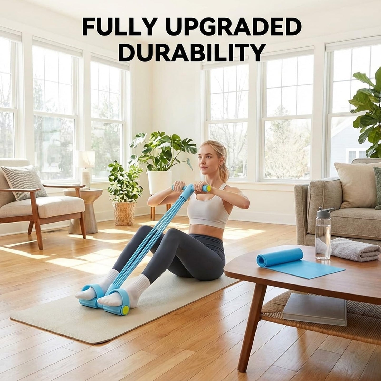 Pedal Resistance Band, 6 Tube Blue Foot Pedal and Handles Resistance Bands Set, Multifunction Pull Up Assistance Bands for Home Gym Workout Equipment, Space Efficient Fitness Training Solution
