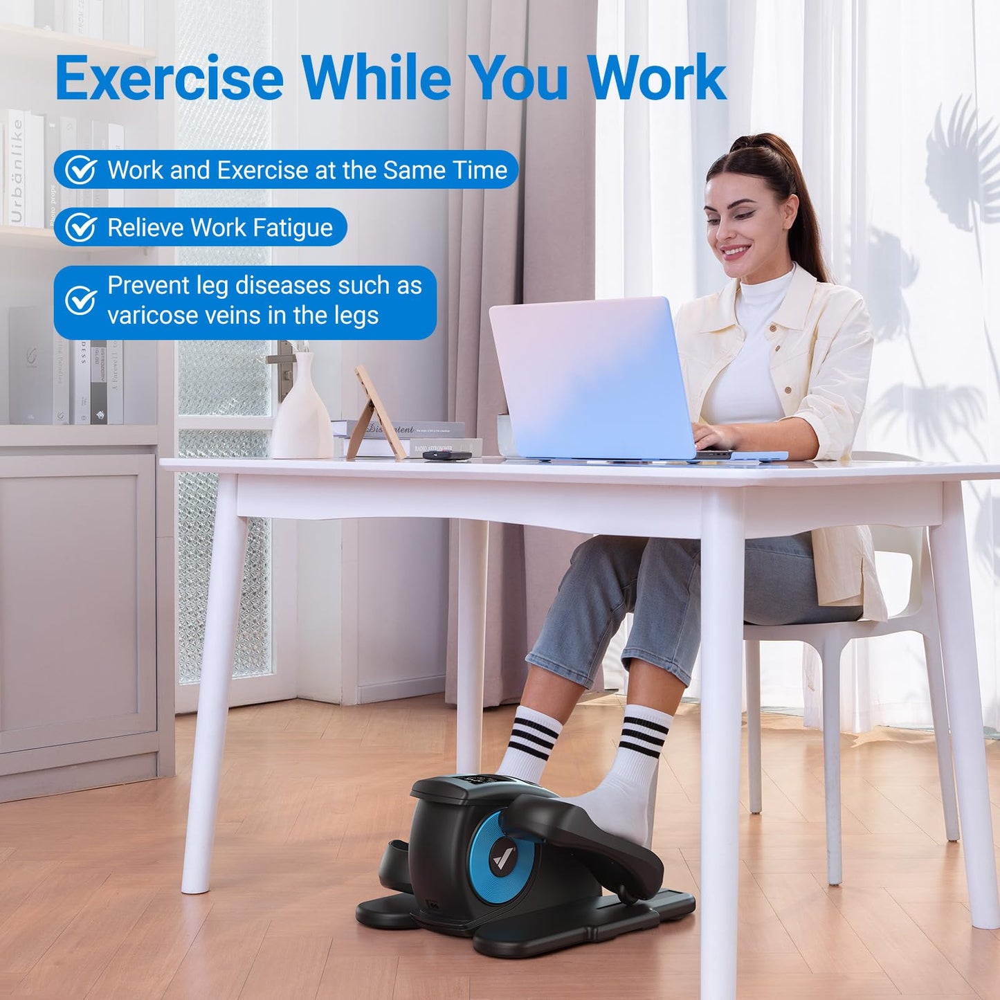 MERACH Under Desk Elliptical Machine, Leg Exerciser While Sitting for Seniors Adults Fully Assembled, Elliptical Exercise Machine Portable Electric Pedal with Remote Control&12 Auto Mode