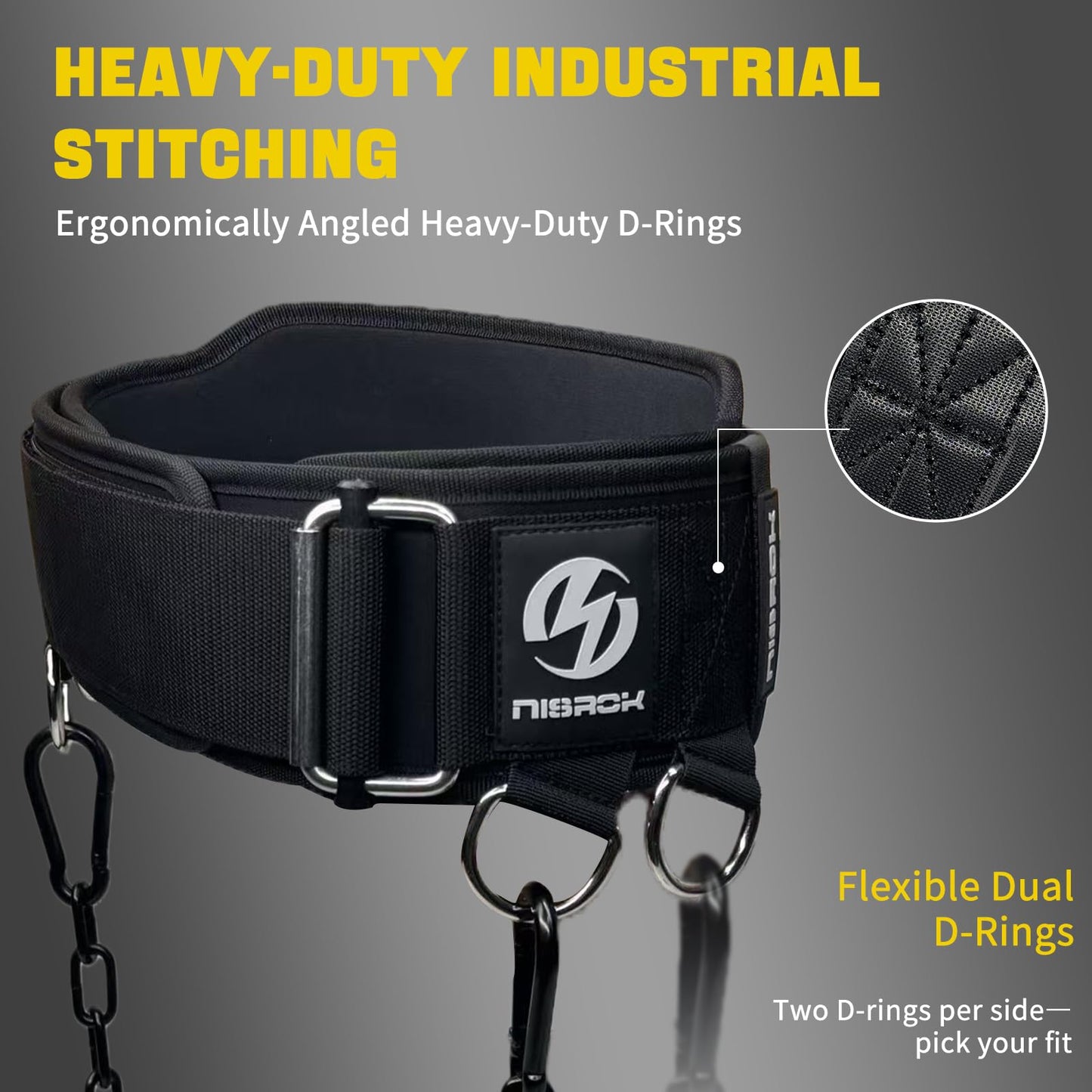 2-in-1 Weightlifting Belt & Dip Belt with 41 IN Steel Chain, Double-Layer Design, Powerlifting Gym Belt for Pull Up, Squat, Deadlifts & Added Weight Training, Unisex for Men & Women(Large)