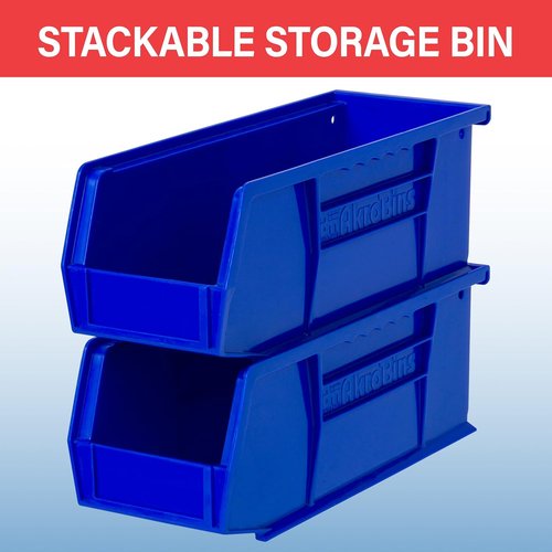 Akro-Mils Plastic Storage Bins - Space-Saving Stackable Organizers for Garage & Pantry | 11" L x 4" W x 4" H, Stone, 12-Pack