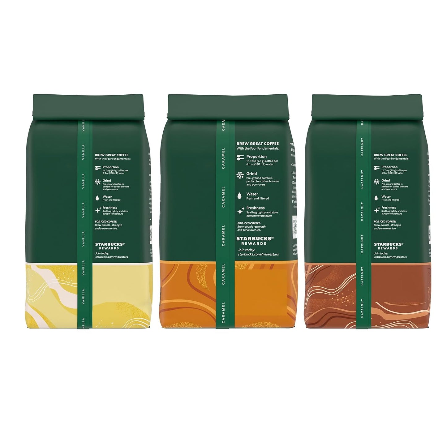 Starbucks Ground Coffee Variety Pack - Flavored Hot or Iced Coffee | Three 11 oz Bags