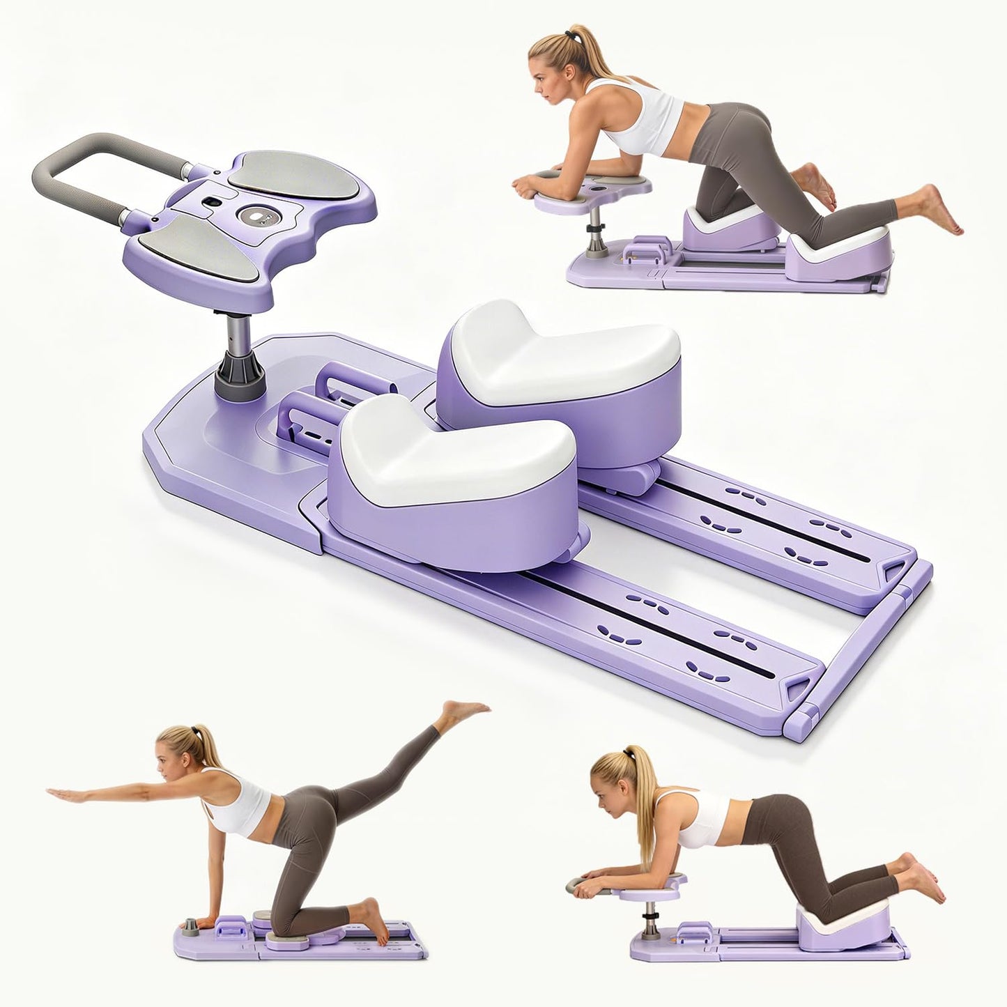 Pilates Reformer Board with Resistance Bands, Pilates Board Set for Full Body Workout Home Fitness Equipment Ab Machine for Women