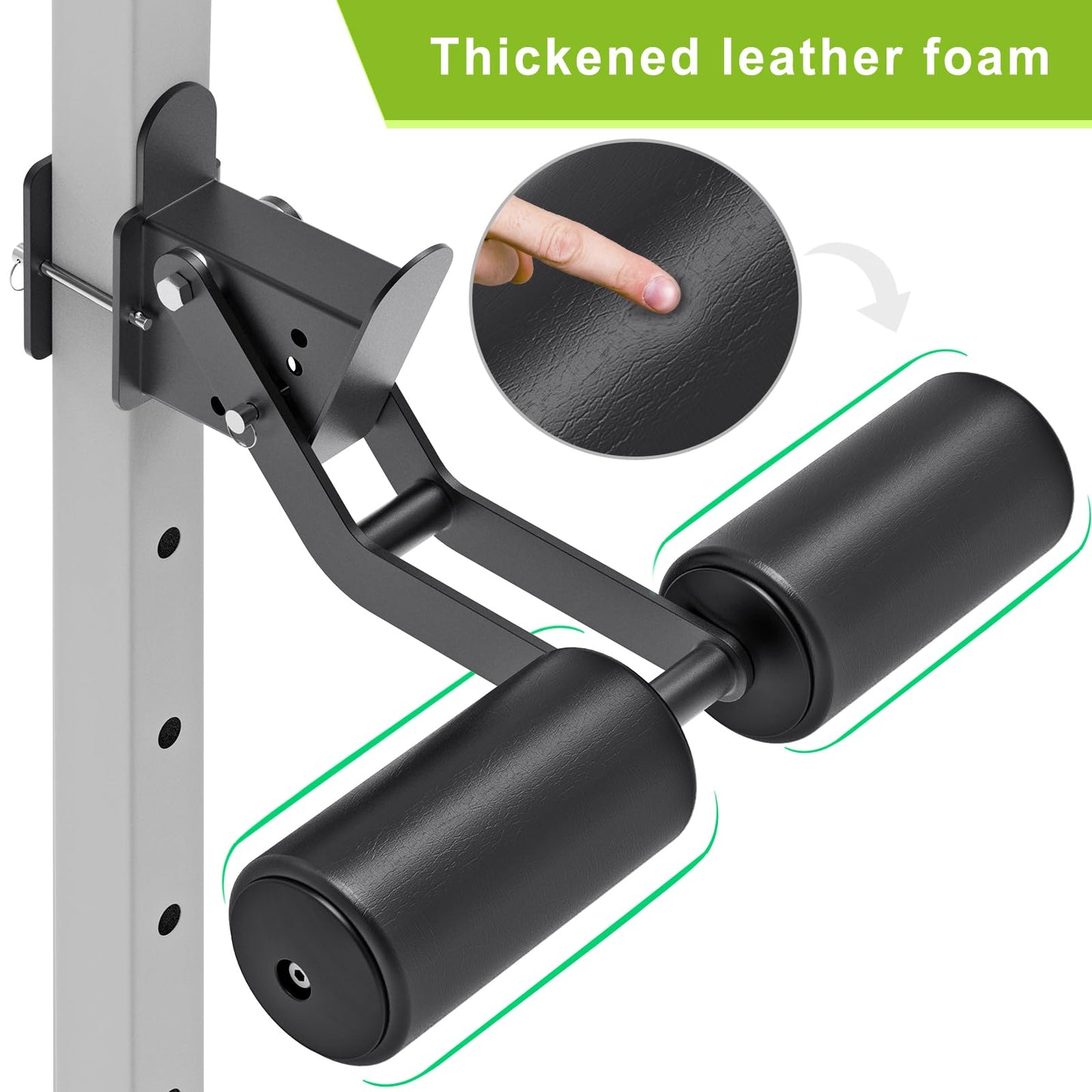 Nordic Hamstring Curl Squat Rack Attachment for 2" x 2" Power Rack with 1/2" or 1" Hole - Adjustable Leg Hold Down Attachment with Premium Leather Surface - for Ultimate Home Gym Experience