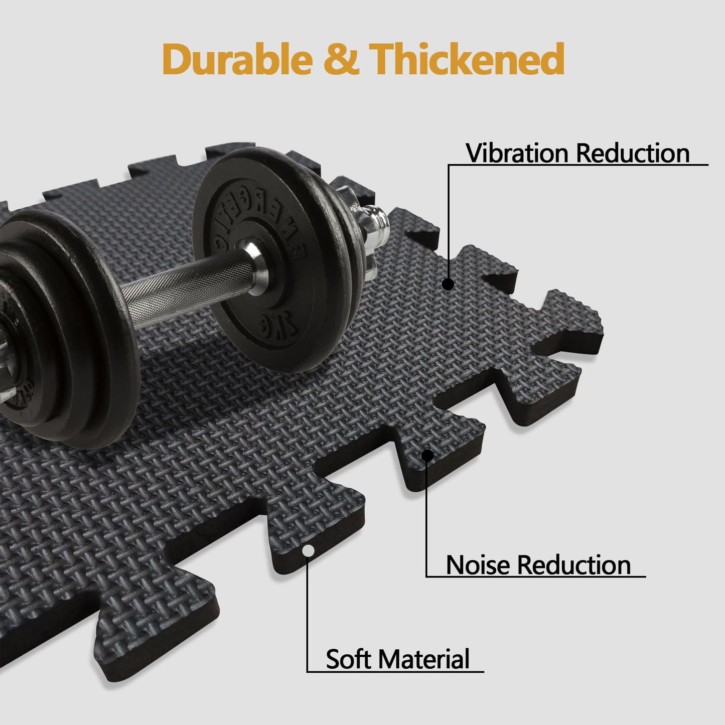 Home Workout 12 "× 12" Interlocking Gym Foam Tiles, 20 Tiles Non-Slip & Noise Reduction Home Gym Flooring Mats, Foam Tiles for Floor, Indoor Fitness Strength Training, Yoga, Easy to Store
