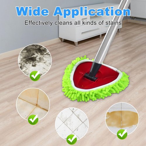 Hezane 4PCS Mop Heads Replacements for OCedar, 1PCS Scrub Brush and 1PCS Spin Mop Base Compatible with Ocedar EasyWring 1 Tank System, Dry and Wet for Cleaning All Hard-surfaced Floors