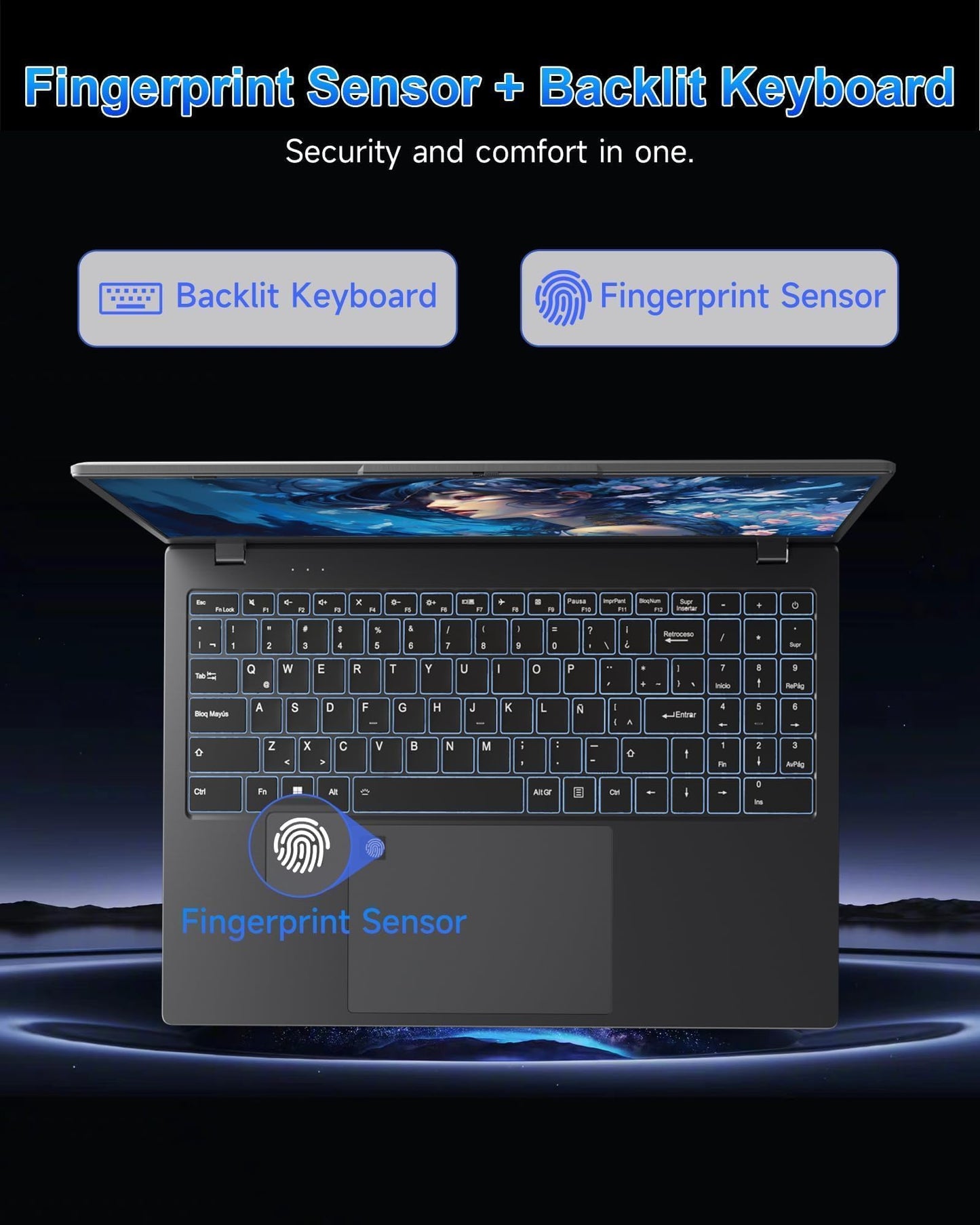 Zrasu Laptop with 12GB RAM 512GB SSD, 15.6 Inch FHD Laptop Computer, N95 Processor(up to 3.4GHz), Backlit Keyboard, Fingerprint Unlock, WiFi 6, Bluetooth 5.3