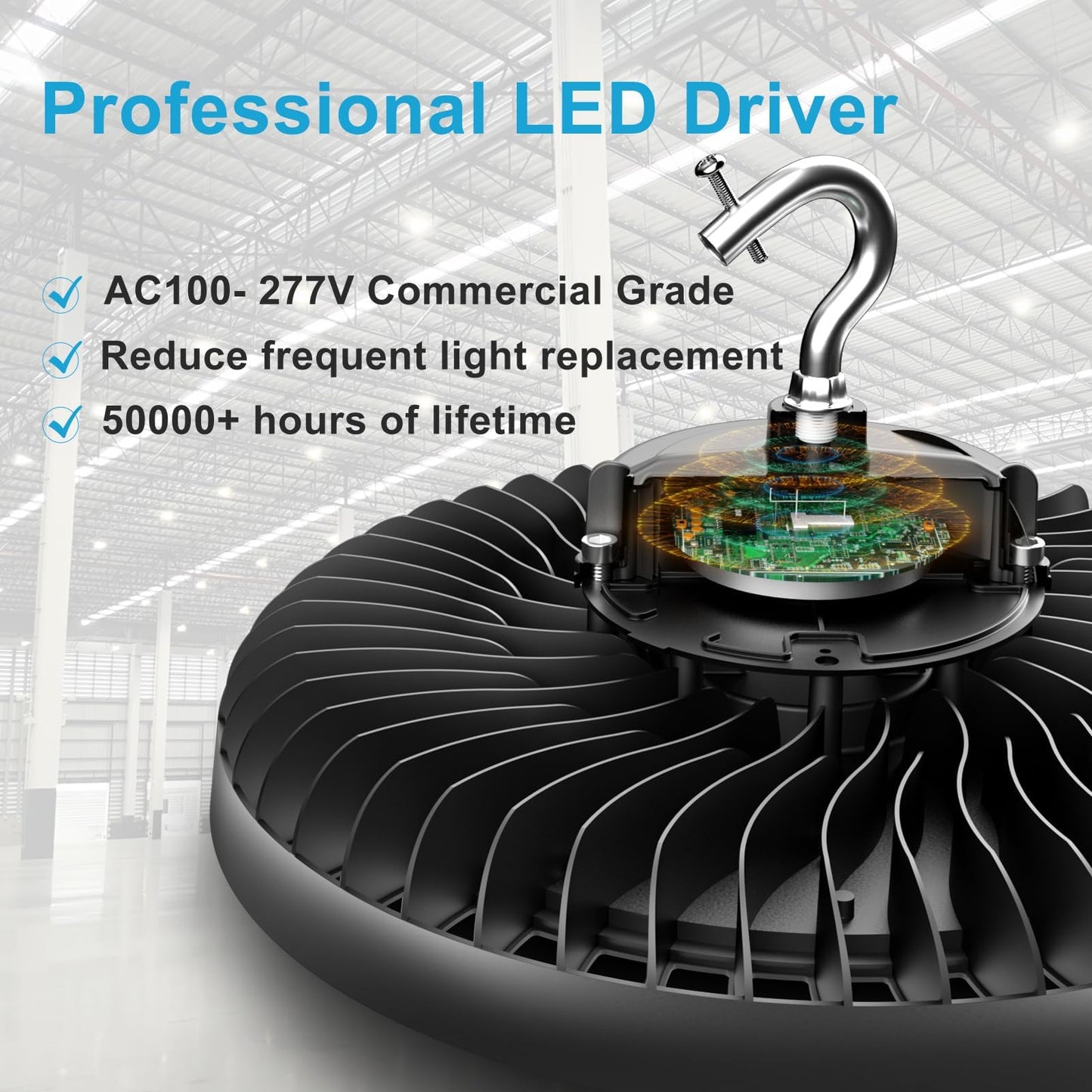 Lightdot 500W LED High Bay Light Fixtures 75000lm (Eqv.2000W MH/HPS) UFO LED Lights, 5000K Daylight High Bay Shop Light, AC100-277V Commercial Warehouse,Barn Lighting,Plug & Play- 3Pack 5 Yrs Warranty