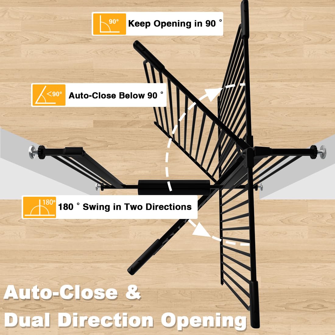 40.5" Extra Tall Cat Pet Gate 57.4-60.2" Wide Pressure Mounted Tall Pet Gate Easy Walk-Through Auto-Close Safety Baby Gate for Cats and Dogs for Indoor Stairs, Doorways, and Kitchen
