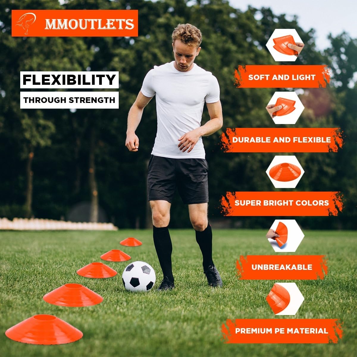 75/50/25 Pack, Pro-Grade Soccer Training Cones Set, Durable Agility Soccer Cones with Carry Bag & Strap Holder Ideal for Sports Training, Football, Soccer, Basketball- Trusted by Coaches & Athletes