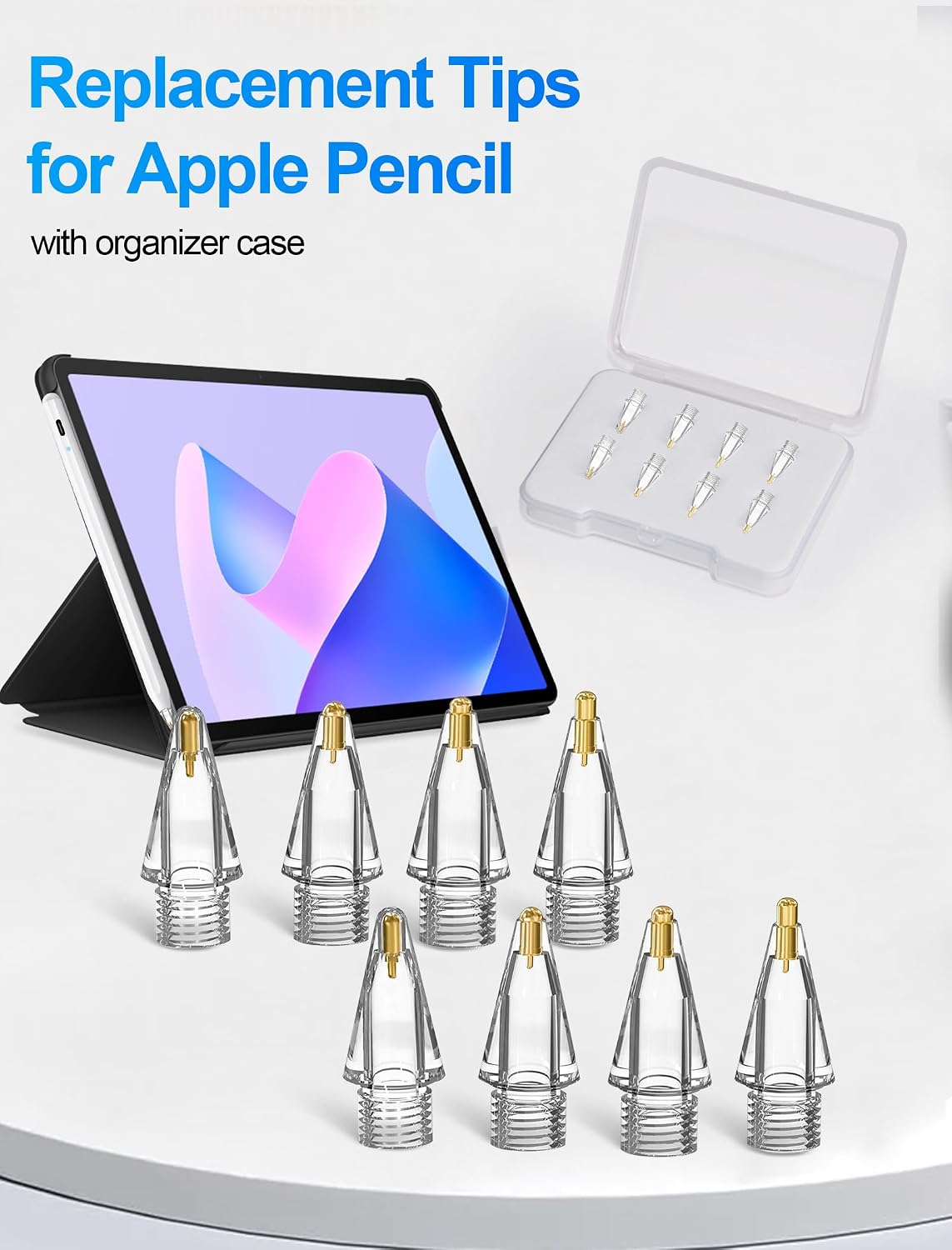 BLEBLE 8 Pack 2nd 1st Replacement Pencil Tips for Apple Pencil Pro - Fine Point Metal Tip for Apple Pencil Generation