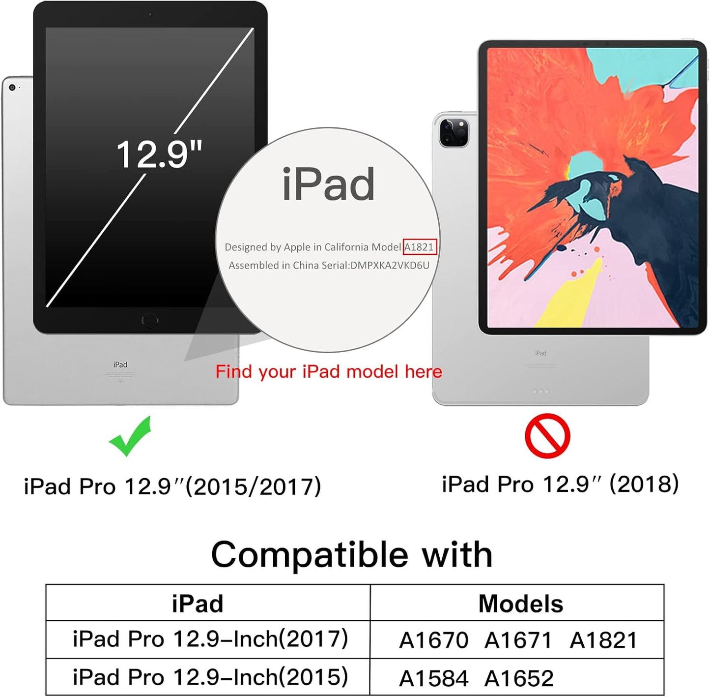 JETech 12.9 Inch (2015/2017 1st/2nd Case for iPad Pro Model, Generation) with Pencil Holder, Slim Tablet Cover