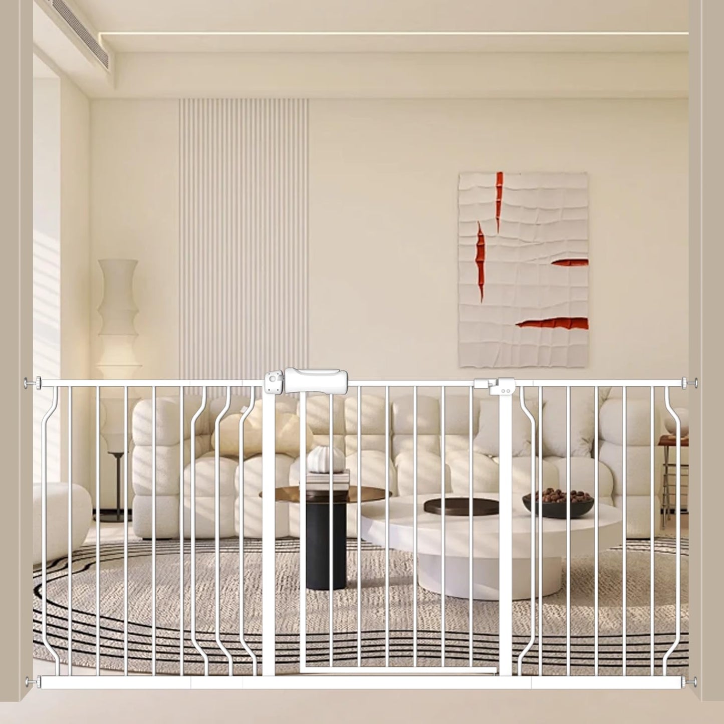 ALLAIBB Extra Wide Pressure Mount Baby Gate Auto Close Metal Child Dog Pet Safety Gates with Walk Through for Stairs,Doorways,Kitchen and Living Room (62.02-66.93"/158-170cm)