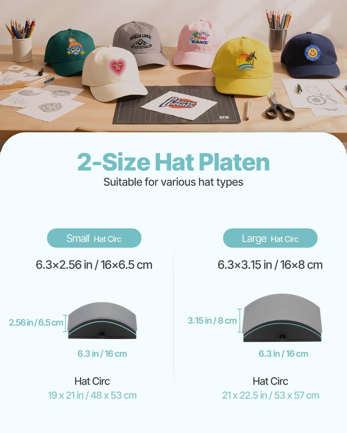 VEVOR Hat Heat Press Machine, with 2pcs Interchangeable Platens, Precise Temperature and Time Control, Hat Press for HTV Iron On and Sublimation Projects, for Caps, Headbands, Cuffs, Face Masks, Green