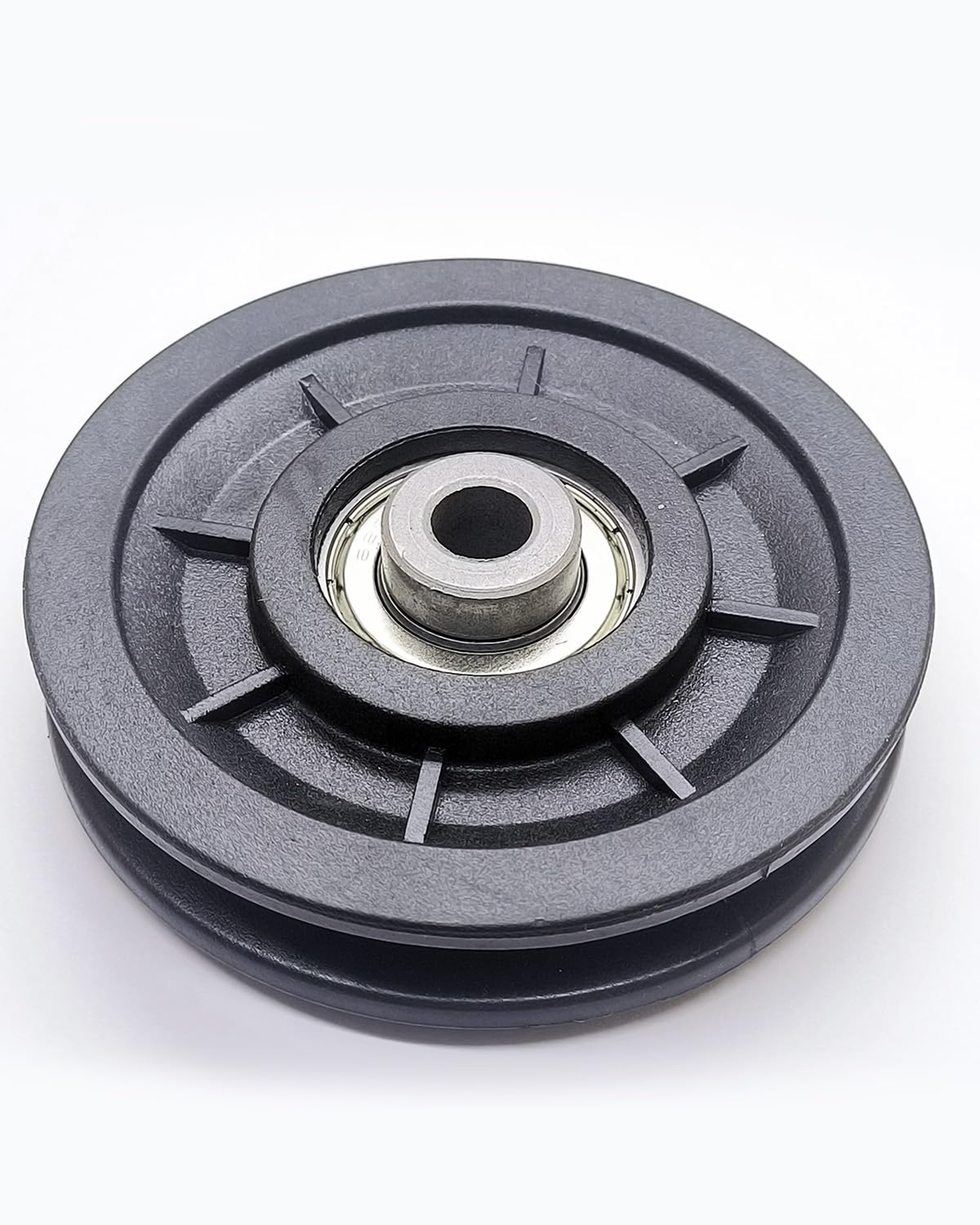 Zepofit Pulley Wheel Bearing 90mm Nylon - Universal Pulleys for Gym Cable Machine Smith Machine Garage Barn Door Parts Weight Lifting System Replacement LAT Pulldown Attachment (2, Silver Center)