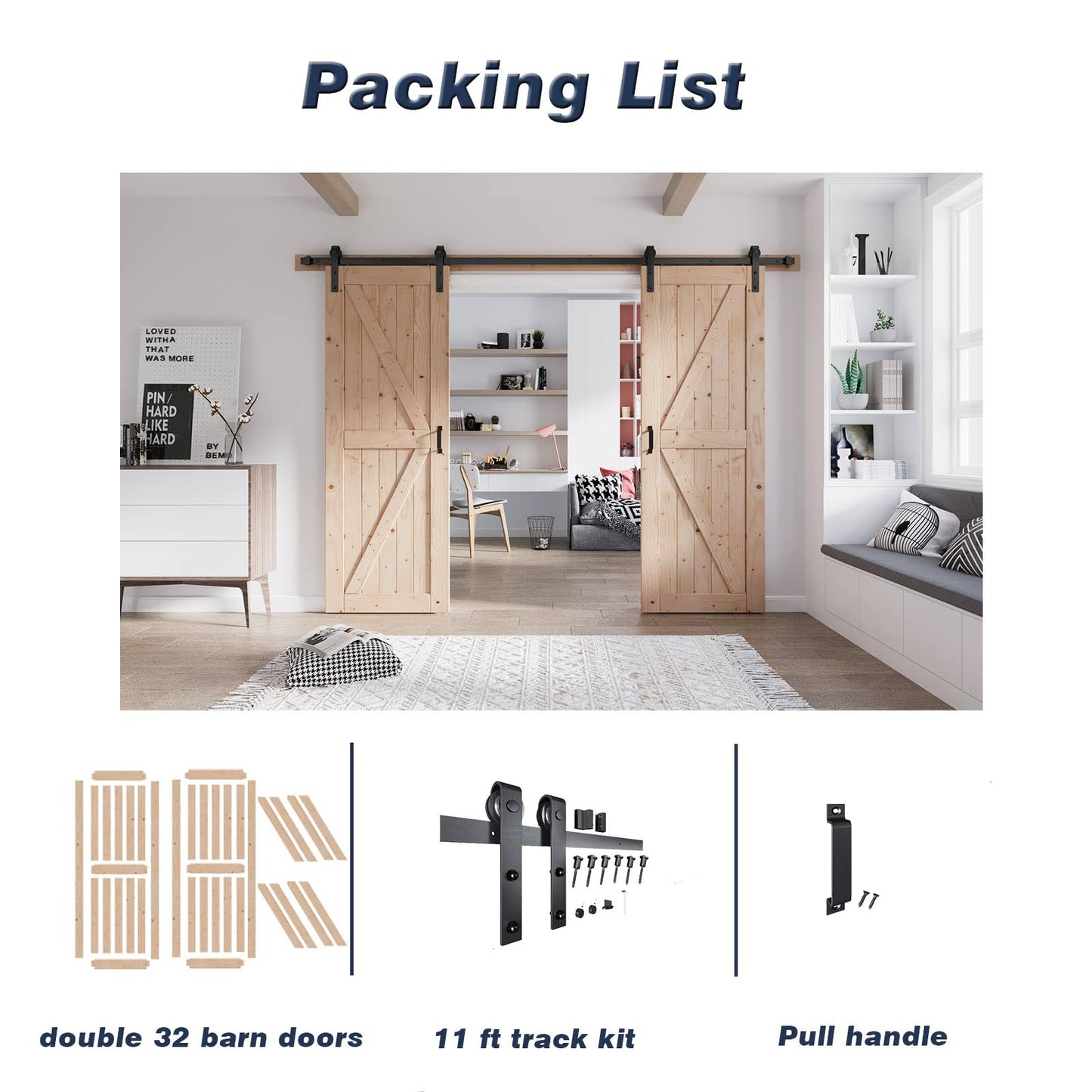 Fredbeck 32 Double Barn Door with Hardware Included (64 barn Door)