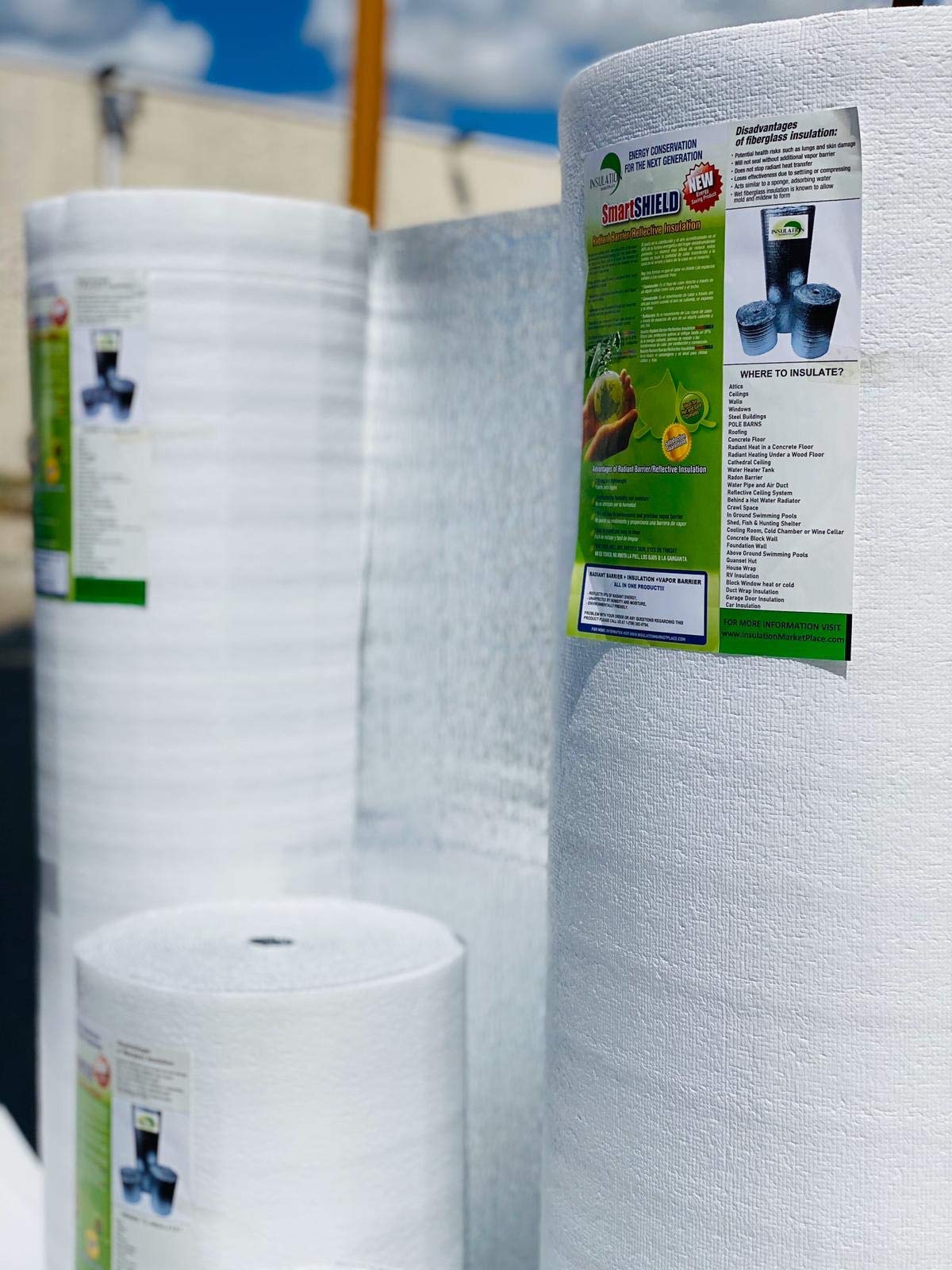 SmartSHIELD -3mm 48"x100ft Reflective Insulation roll, Foam Core Radiant Barrier, Thermal Insulation Shield - Engineered Foil / White Film