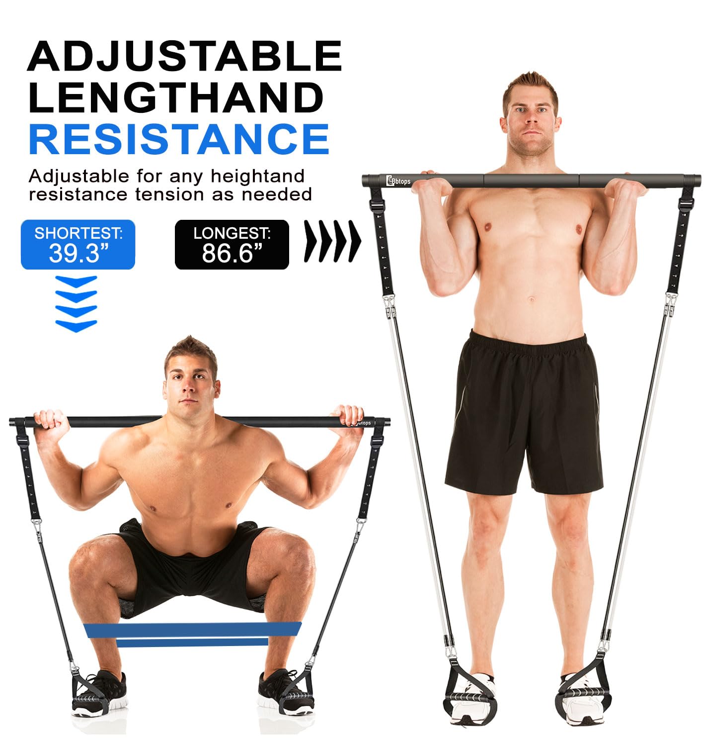 Pilates Bar Kit with Resistance Bands, Upgraded Multifunctional Screw Yoga Pilates Bar with Metal Adjustment Buckle, Portable Home Gym Pilates Bar for Women Men Full Body Workout Equipment Black
