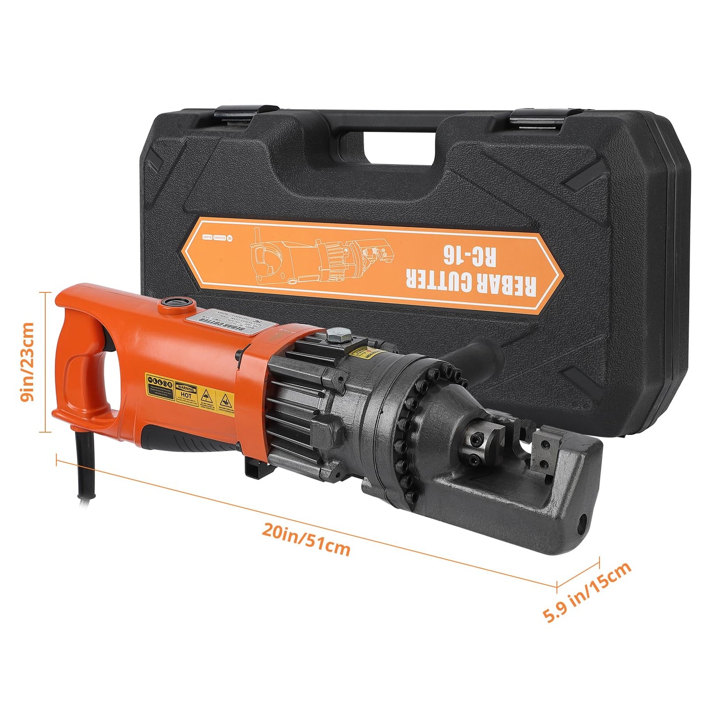 Electric Hydraulic Rebar Cutter Tool, 900W Cutting up to 5/8 Inch #5 4-16mm Rebar Steel within 3 Seconds,110V, with Blades & Easy Carry Stainless Box (900W RC-16)