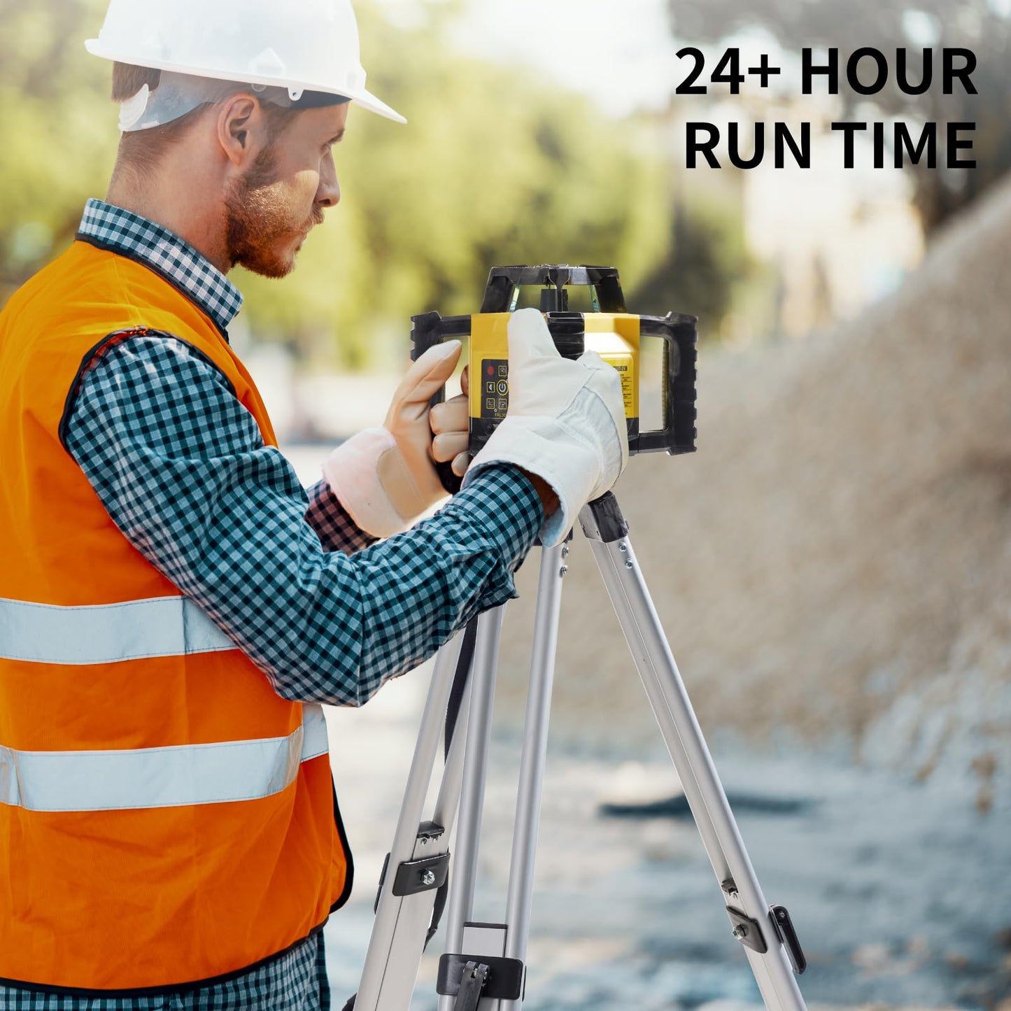 Firecore Self-Leveling Dual Slope Horizontal Rotary Laser Level Kit, 1969-Foot Range, IP55 Rated, Includes Tripod, Grade Rod, Detector, 2 Batteries, Carrying Case, and Accessories