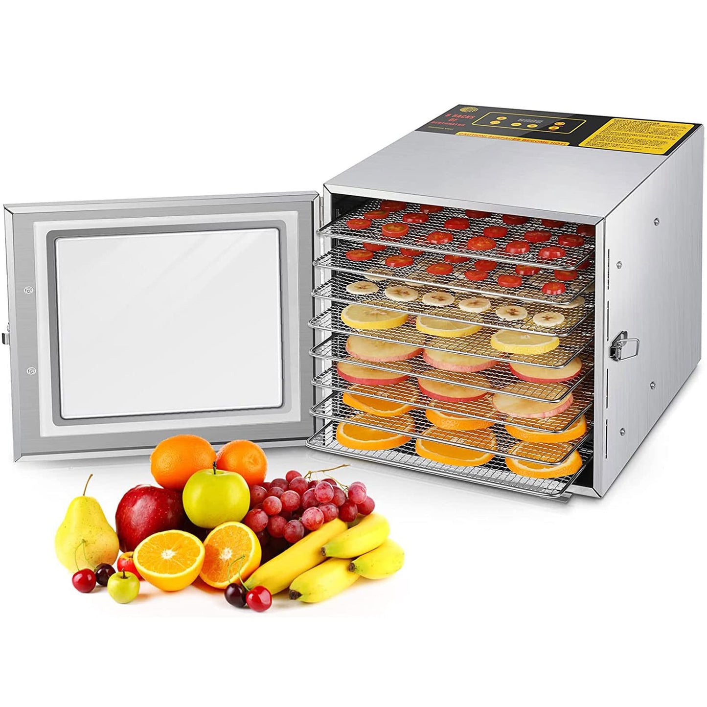 FAHKNS Dehydrater for Food And Jerky Deshidratador De Alimentos Fruit Dehydrator Commercial Used Meat Beef Maker Frutas Lem Herb Dryer 8 Trays Stainless Steel Desidratador