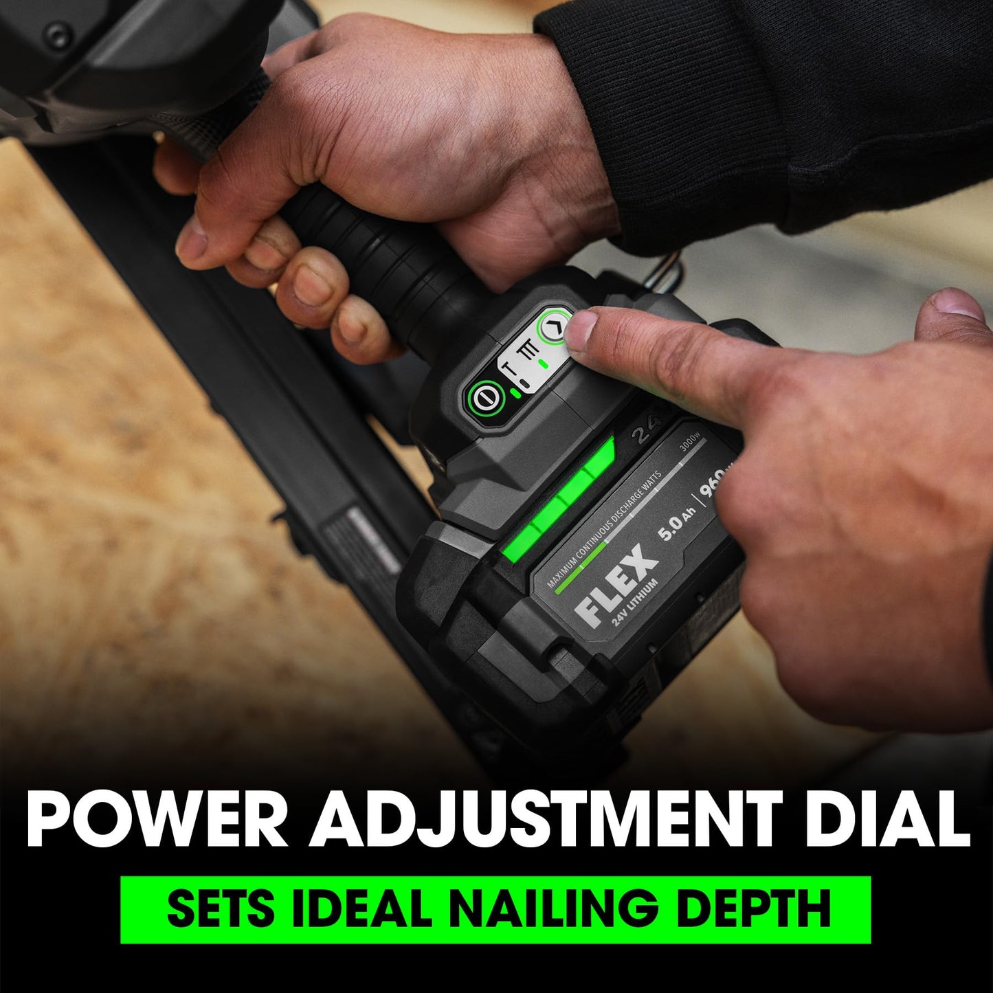 FLEX 24V Brushless 21° Framing Nailer Kit, Zero Ramp-up Time, 3 Nails/Sec, Ideal for Framing, Sheathing and Decking, w/ 5.0Ah Lithium Battery & 160W Fast Charger - FX4351A-1C