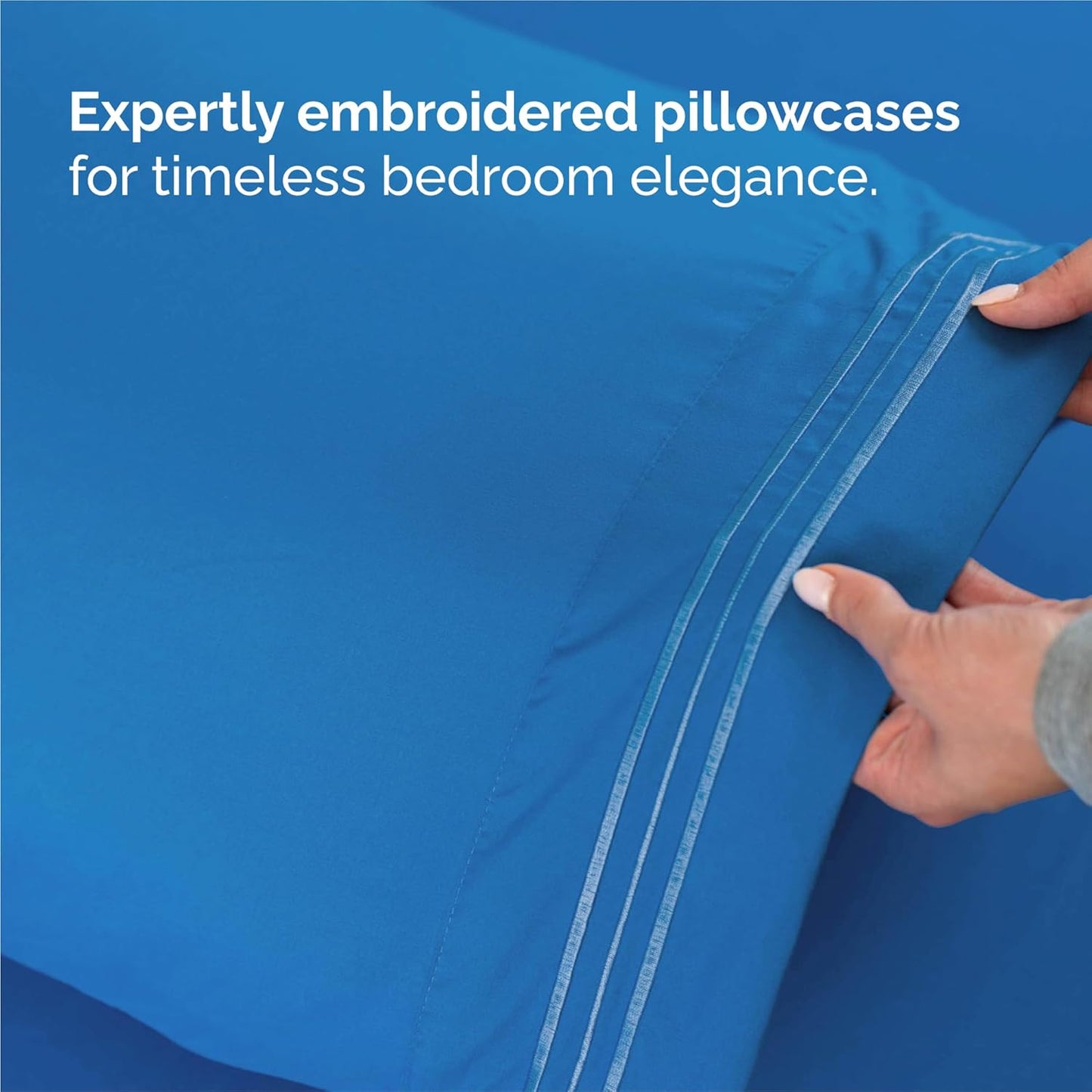Royal Blue Split King Size 5-Piece Sheet Set | Comfy, Breathable & Cooling Luxury Bedding
