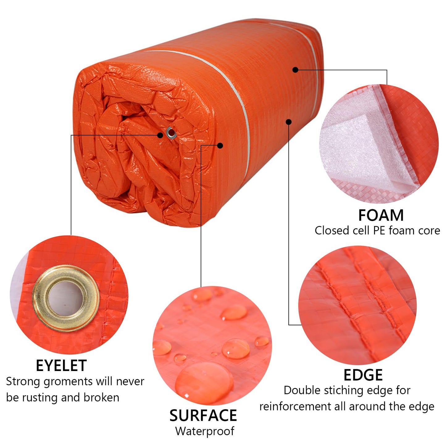 Turtle Life Concrete Curing Blanket 12x24 Feet, Multipurpose Waterproof Construction Insulate Heavy Duty Tarps with Ball Bungee Cords, 3.6mm/0.15inch Thickness, Orange, 1-Package